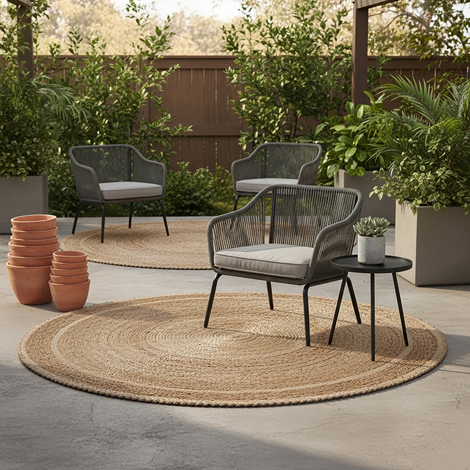 Mosaic Woven Jute Round Rug - view number 4