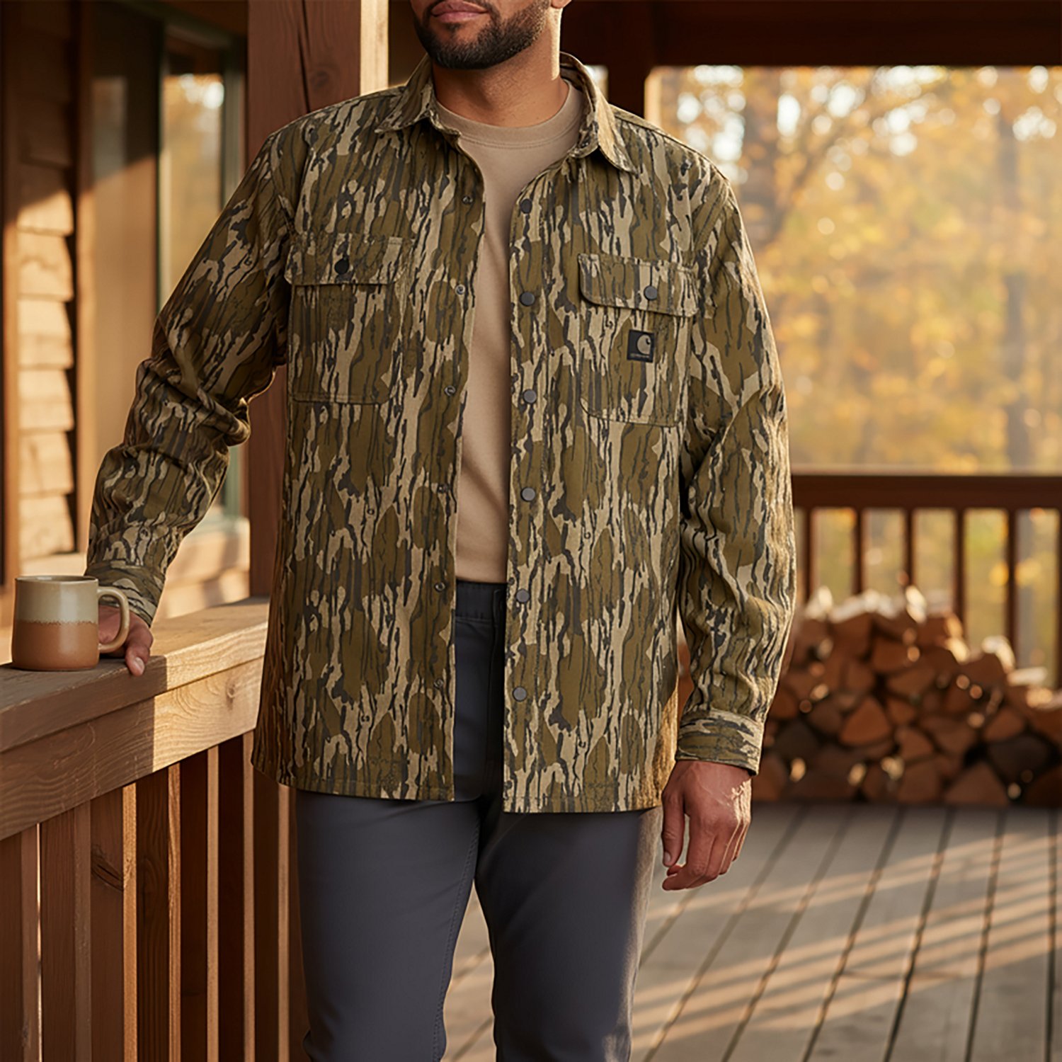 Carhartt Men's Rugged Flex Canvas Fleece Lined Camo Shirt Jac - view number 4