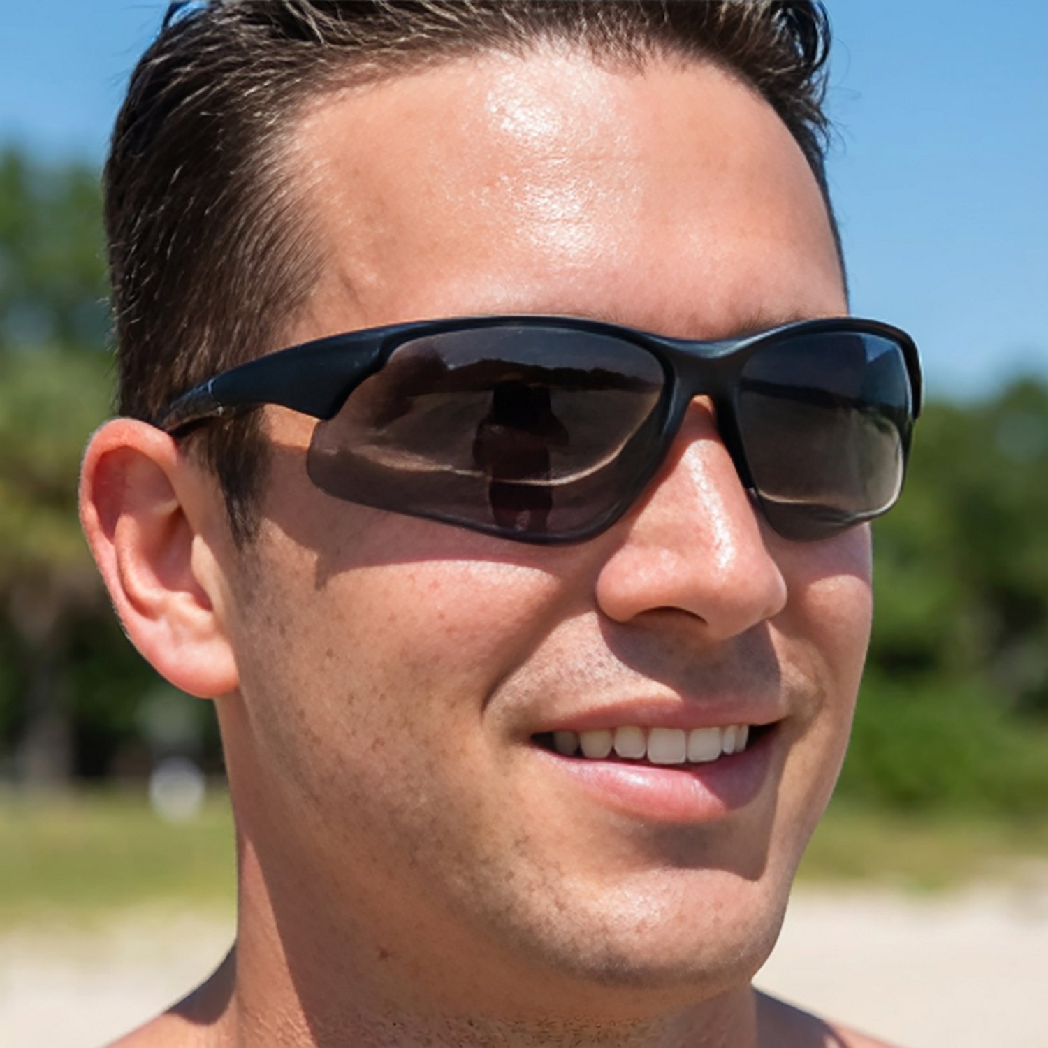 Maverick Men's Performance Large Semi-Rim Rubberized Temple Tips Sport Wrap-Around Sunglasses - view number 3