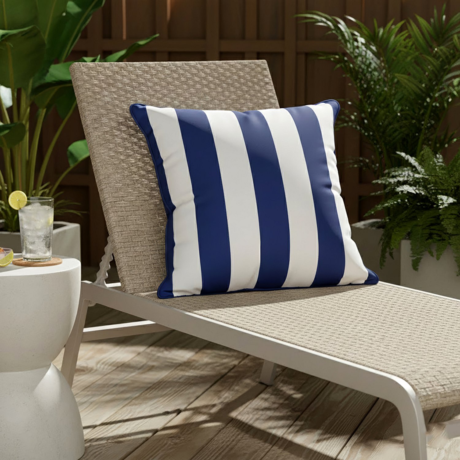Mosaic 18 in Cabana Stripe Piped Edge Patio Pillow                                                                               - view number 2