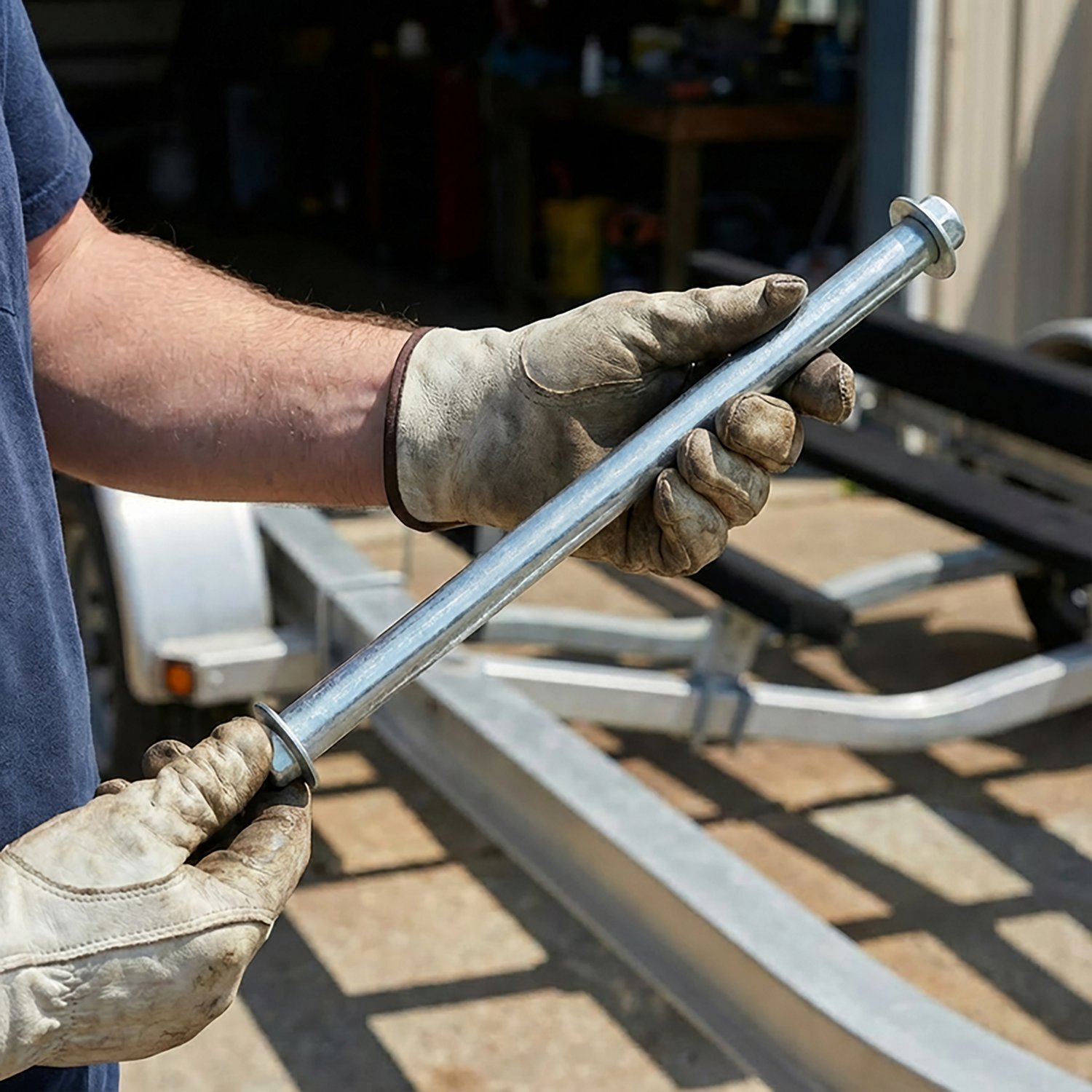 C.E. Smith Company 13" Zinc-Plated Roller Shaft with Cap Nuts                                                                    - view number 2