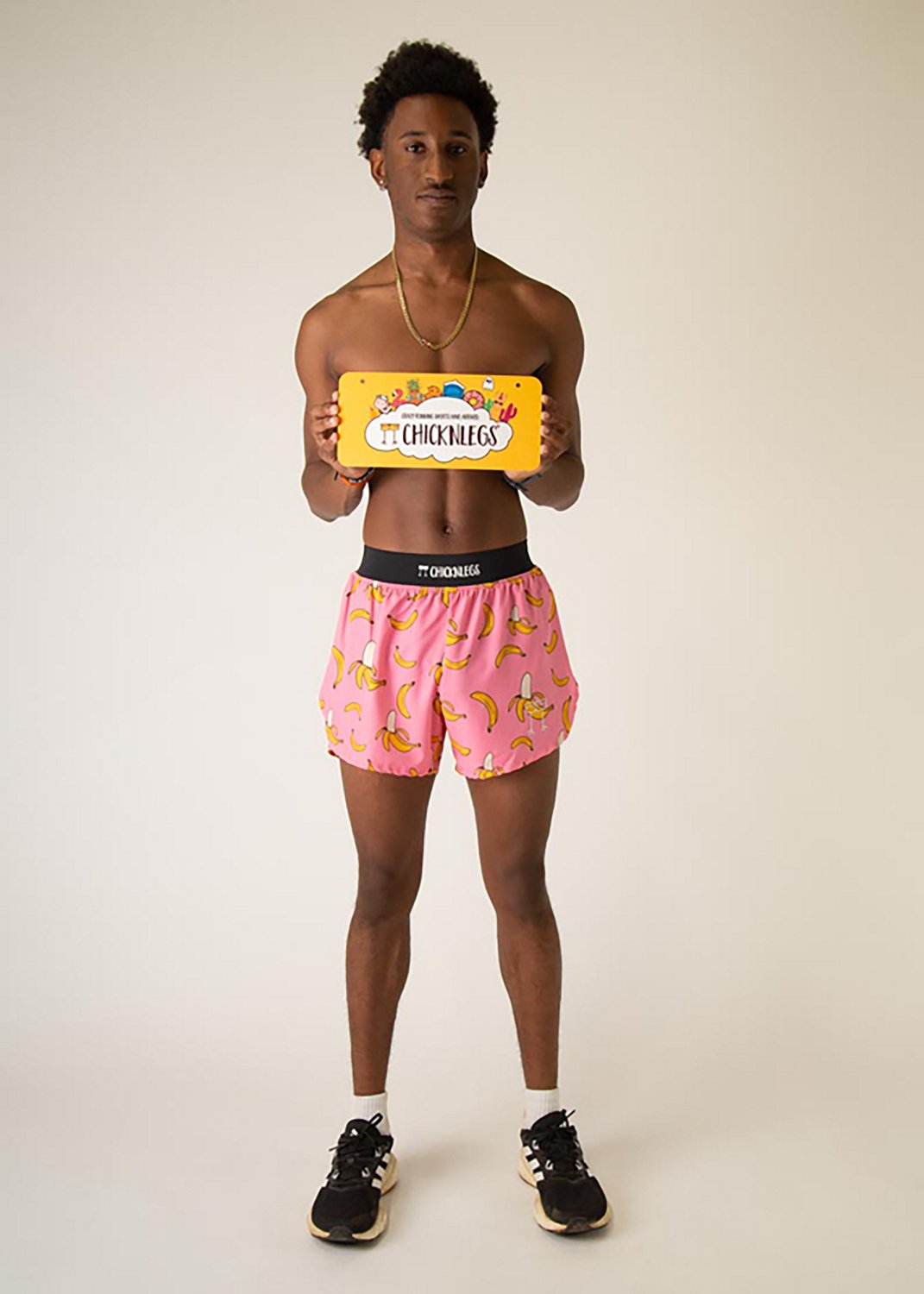 Chicknlegs Men's Pink Bananas Half Split Shorts 4 in - view number 3