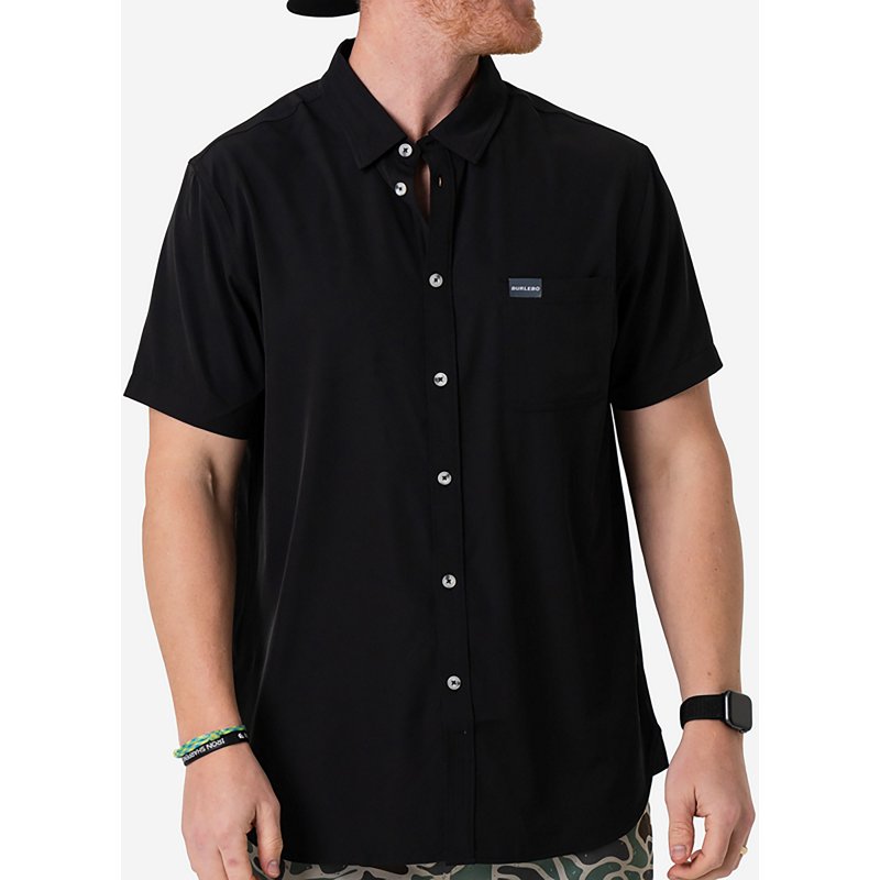 BURLEBO Performance Button-Up Short-Sleeve Shirt - Black