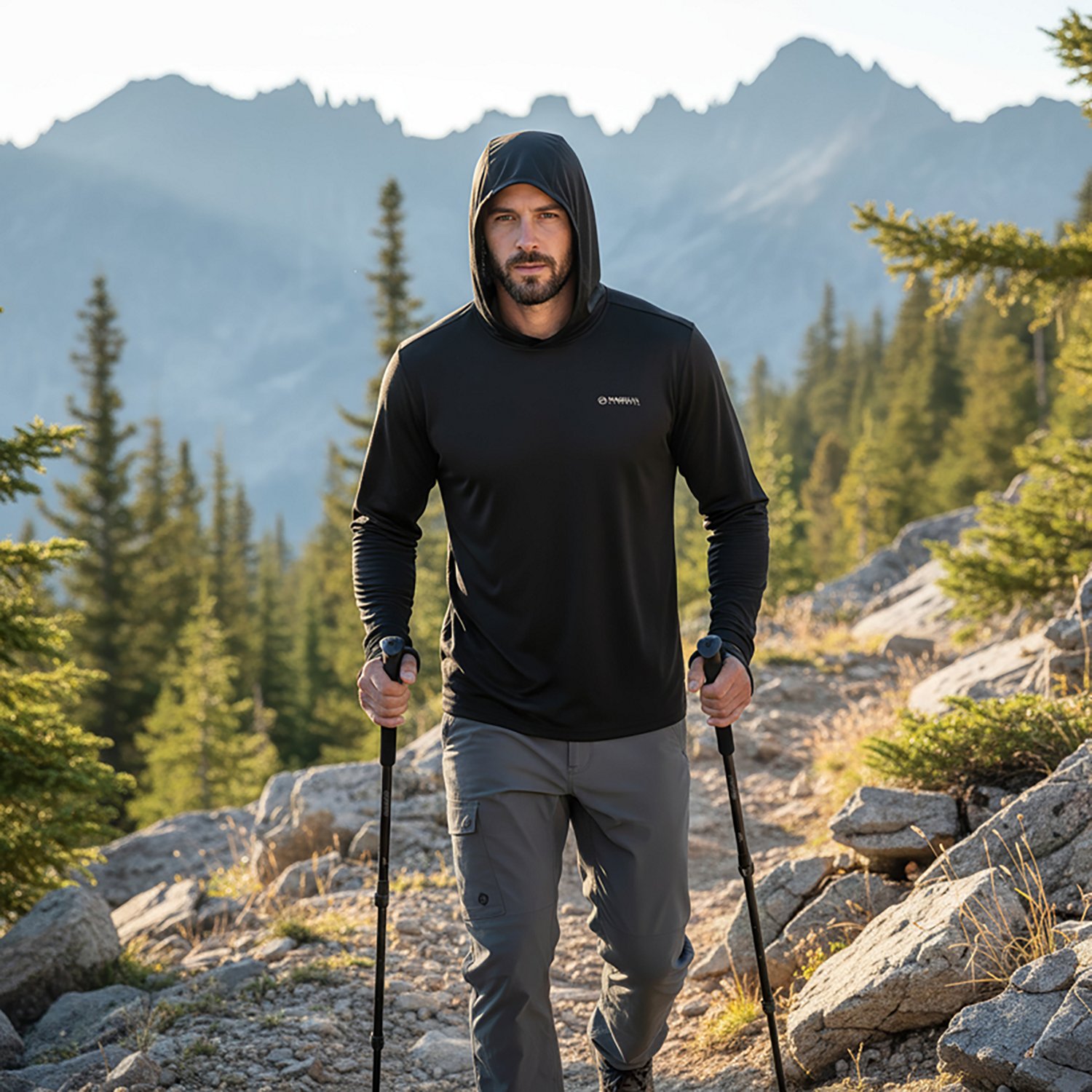 Magellan Outdoors Men's HuntGear Eagle Pass Long Sleeve Tech Mesh Hooded Shirt - view number 5