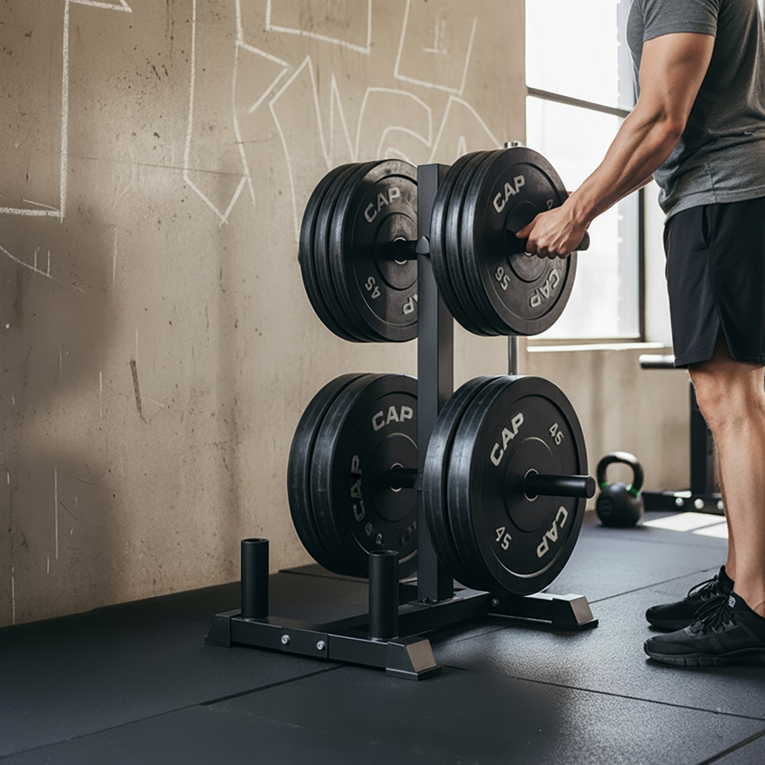 CAP Barbell Olympic Bumper Plate Tree Rack With 4 Plate Posts and 2 Barbell Holders - view number 2