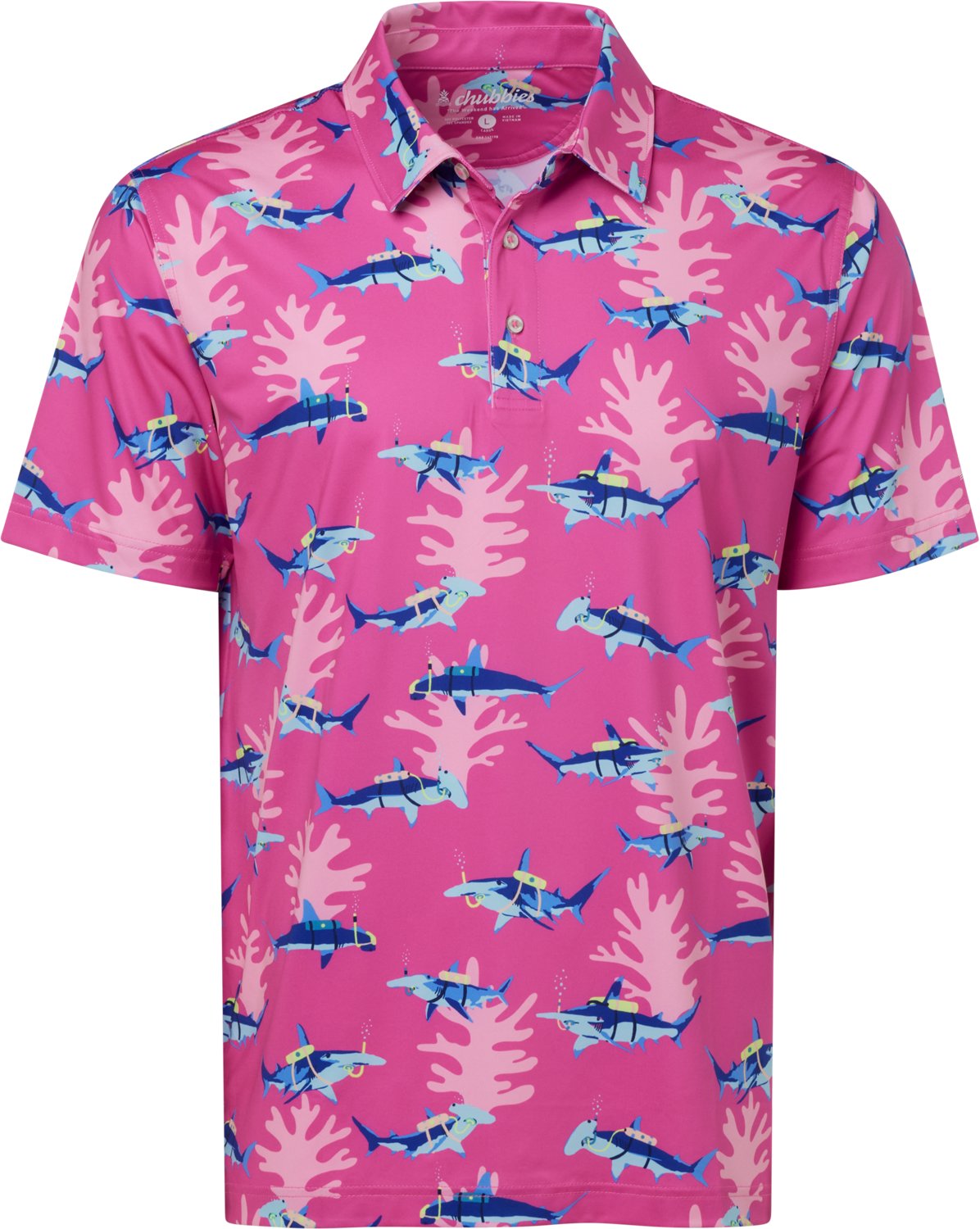 Chubbies Men's The Great Pink Shark Performance Polo Shirt - view number 5