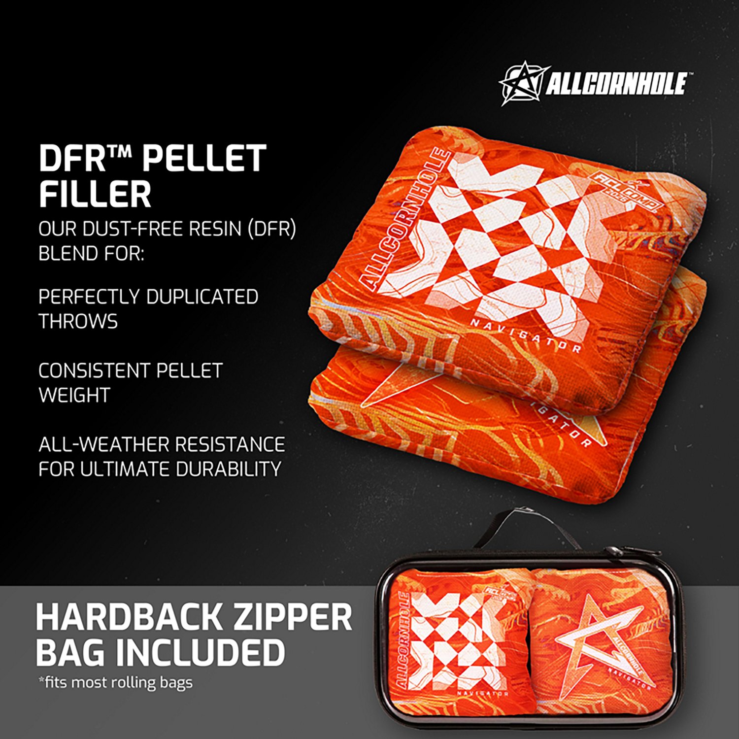American Cornhole League Comp Orange Navigator Cornhole Bags - view number 4