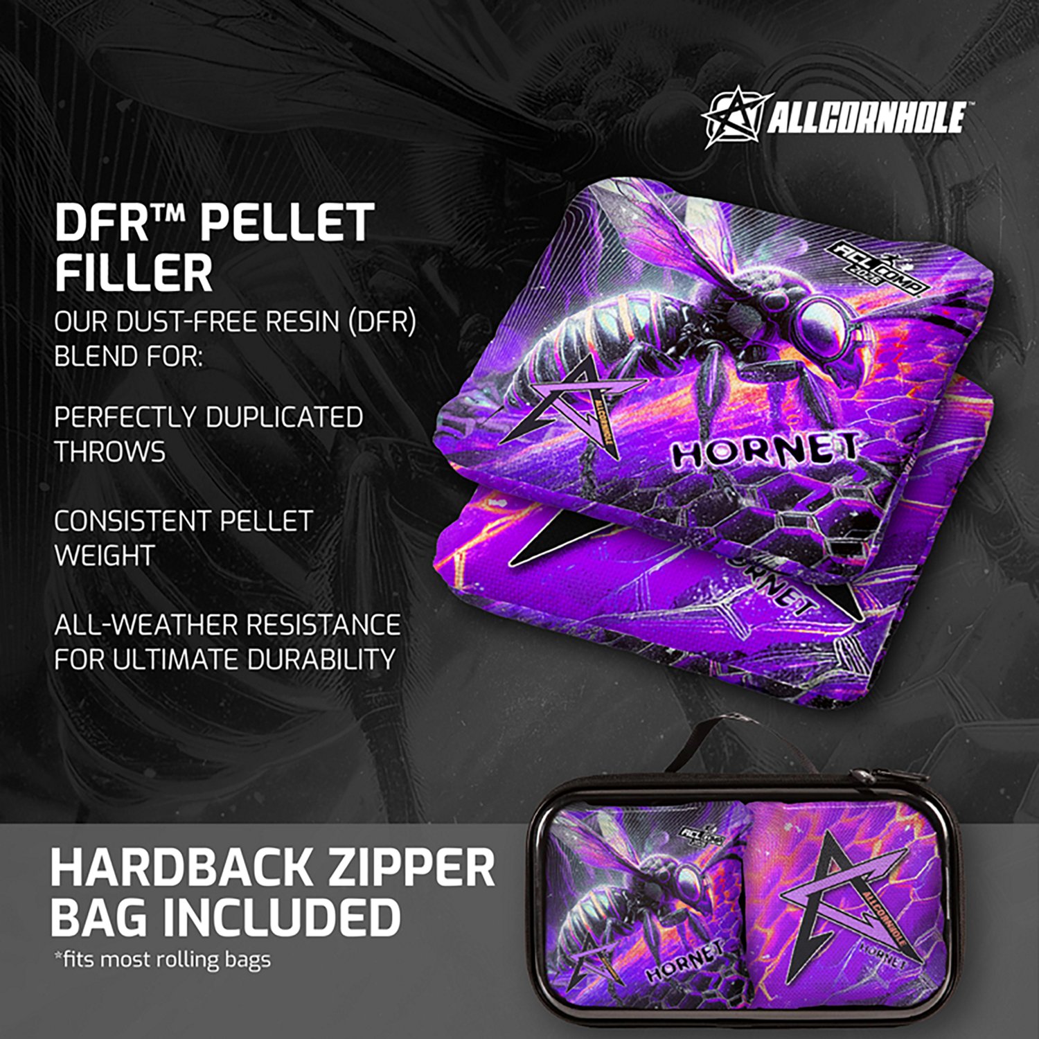 American Cornhole League Comp Bag Purple Hornet Cornhole Bags - view number 4