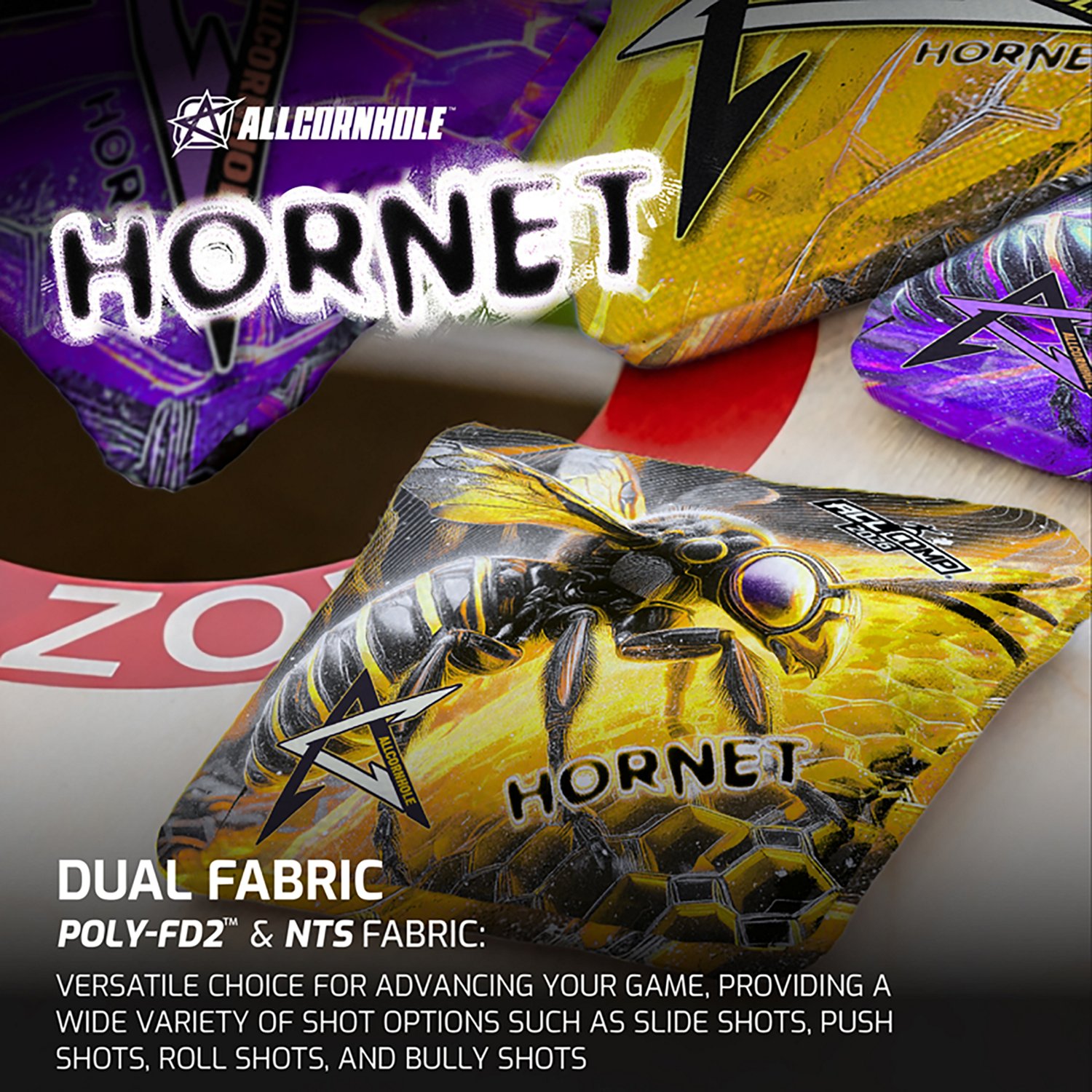 American Cornhole League Comp Bag Purple Hornet Cornhole Bags - view number 2