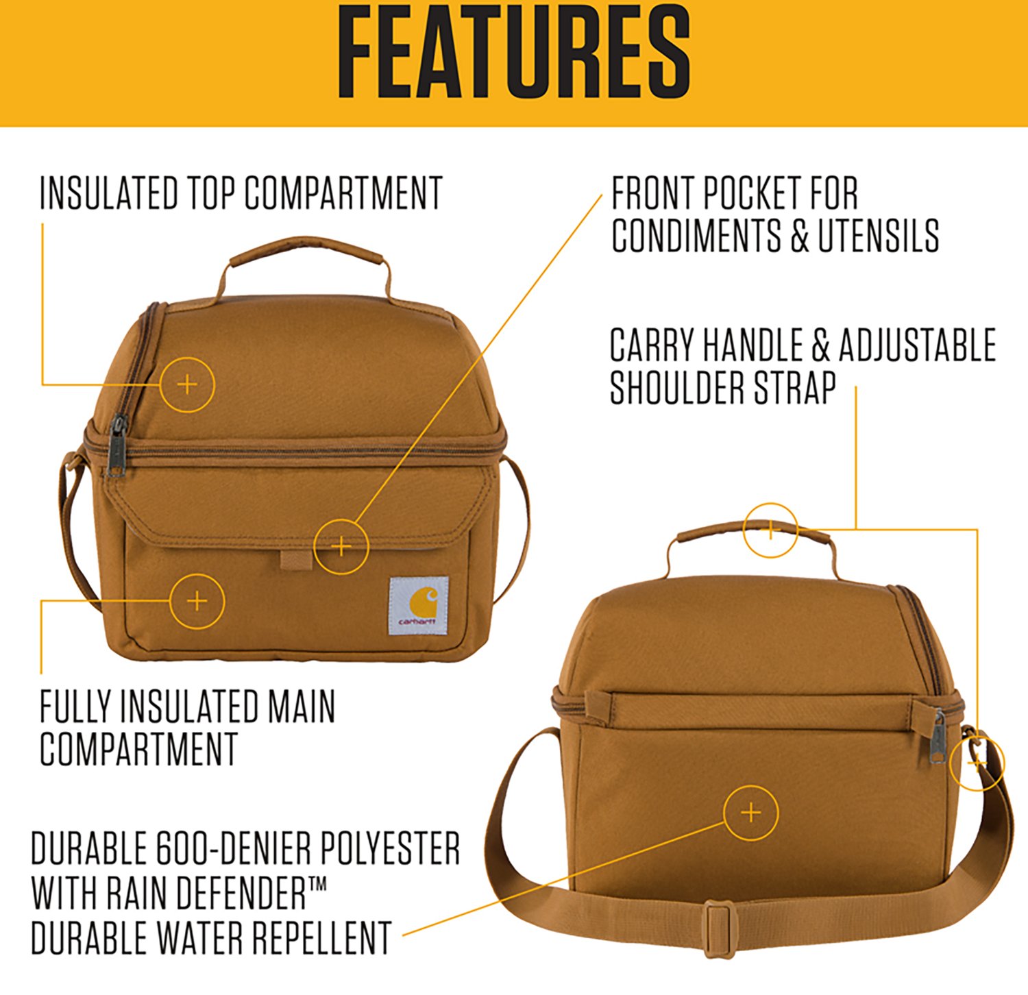 Carhartt Insulated 12-Can 2-Compartment Lunch Cooler - view number 2