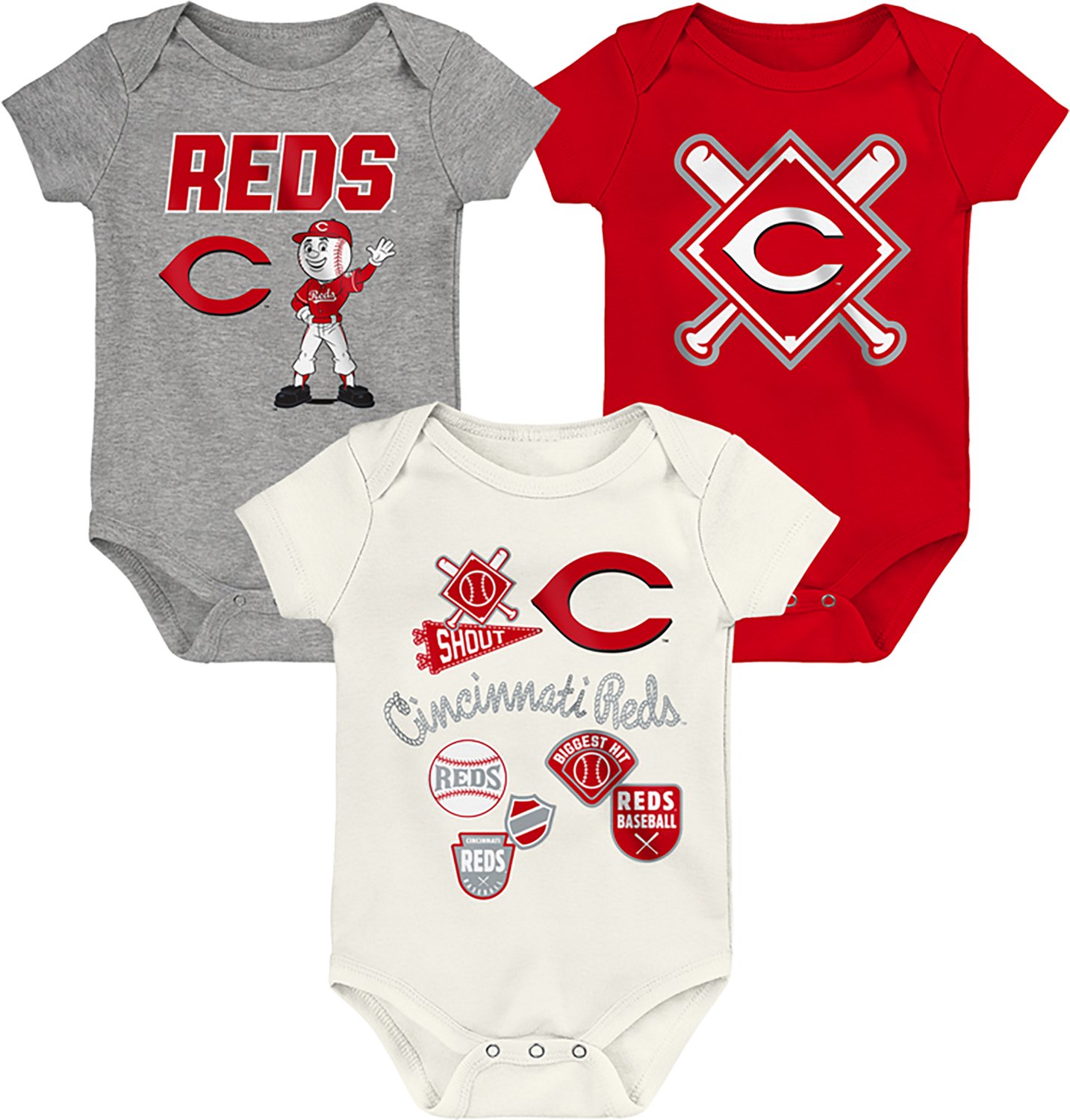 Outerstuff Infants' Cincinnati Reds Home Plate Creeper Set 3-Pack - view number 4