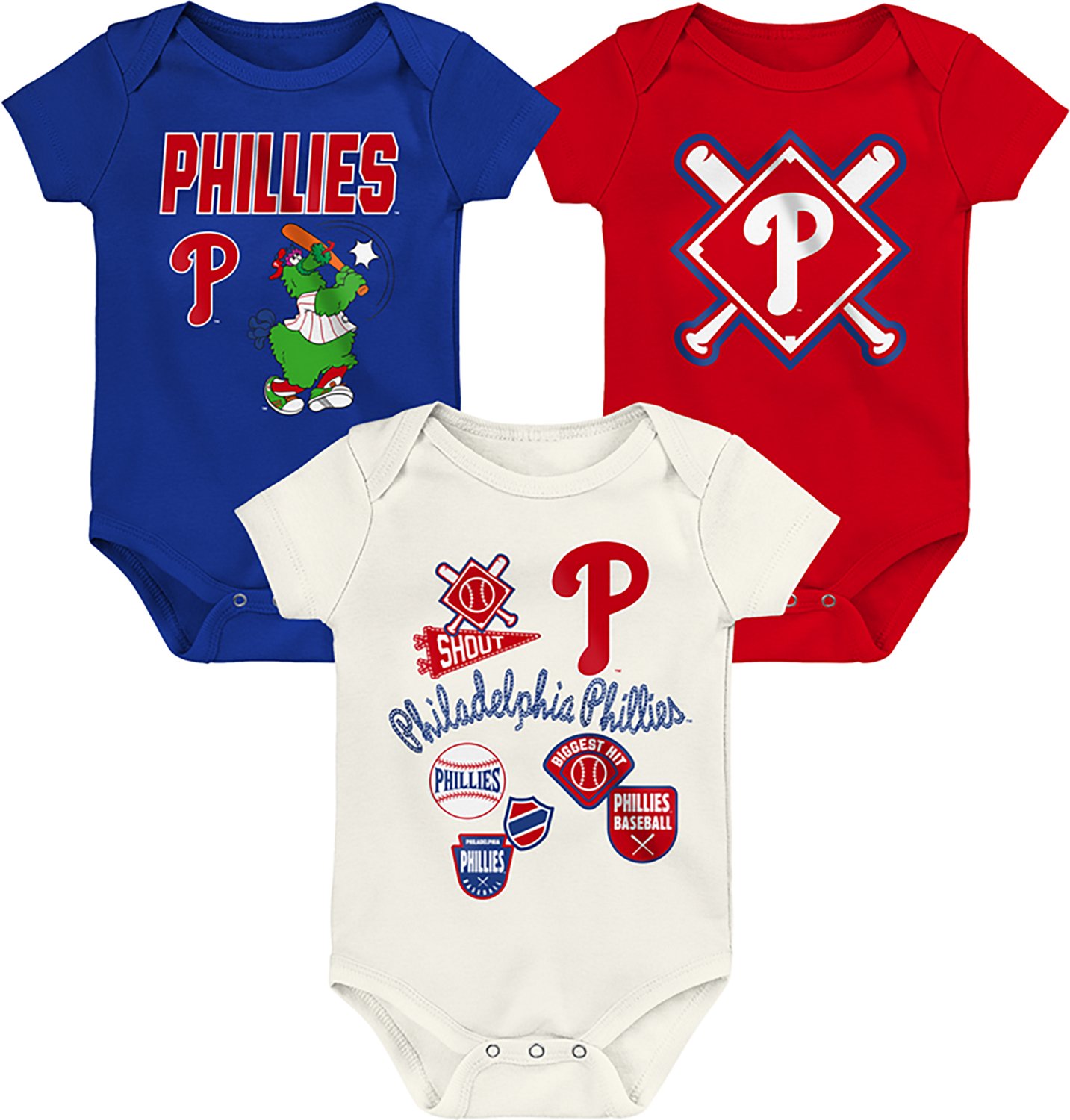 Outerstuff Infants' Philadelphia Phillies Home Plate Creeper Set 3-Pack - view number 4