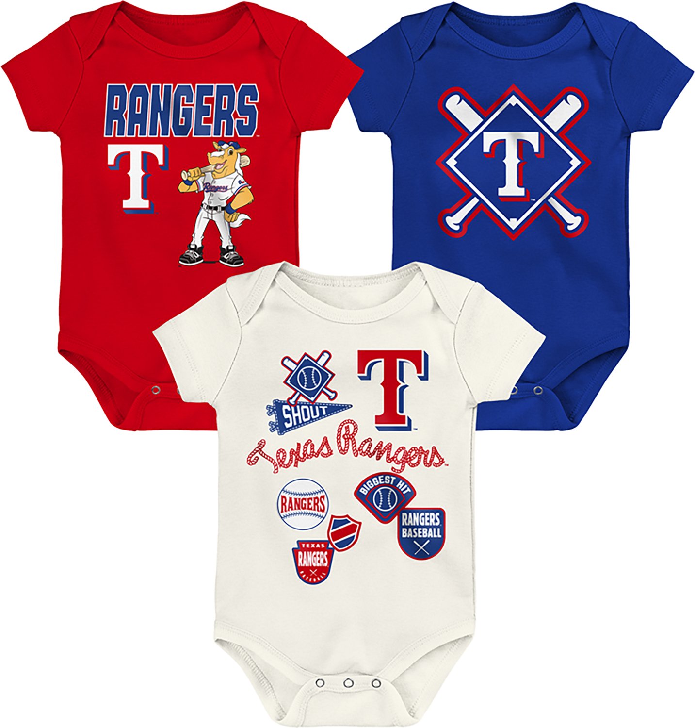 Outerstuff Infants' Texas Rangers Home Plate Creeper Set 3-Pack - view number 4