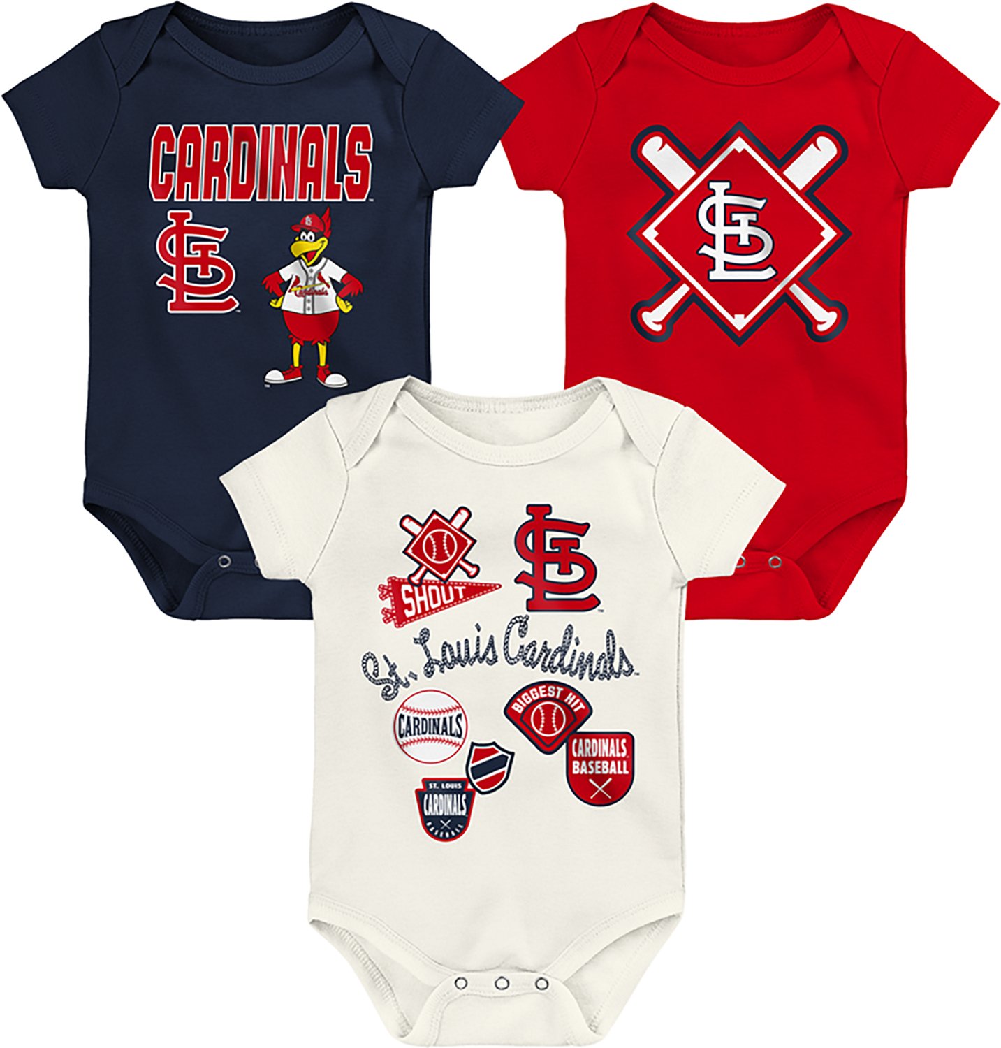 Outerstuff Infants' St. Louis Cardinals Home Plate Creeper Set 3-Pack - view number 4