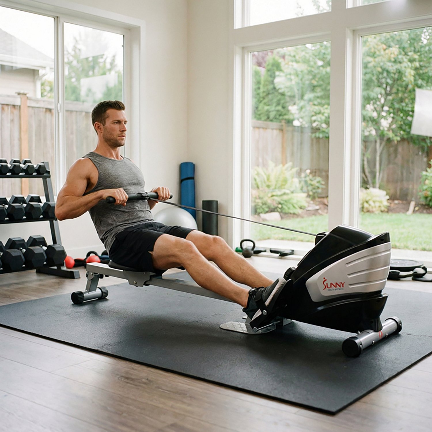 Sunny Health & Fitness Dual Function Magnetic Rowing Machine