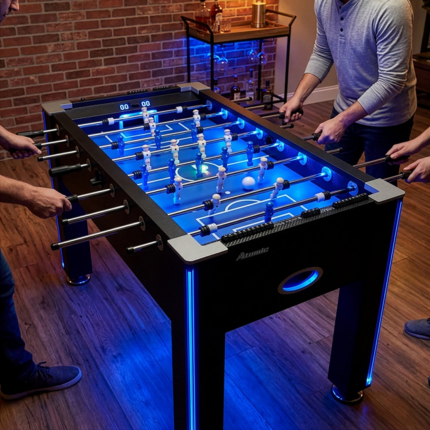 Atomic Azure LED Light Up Foosball Table