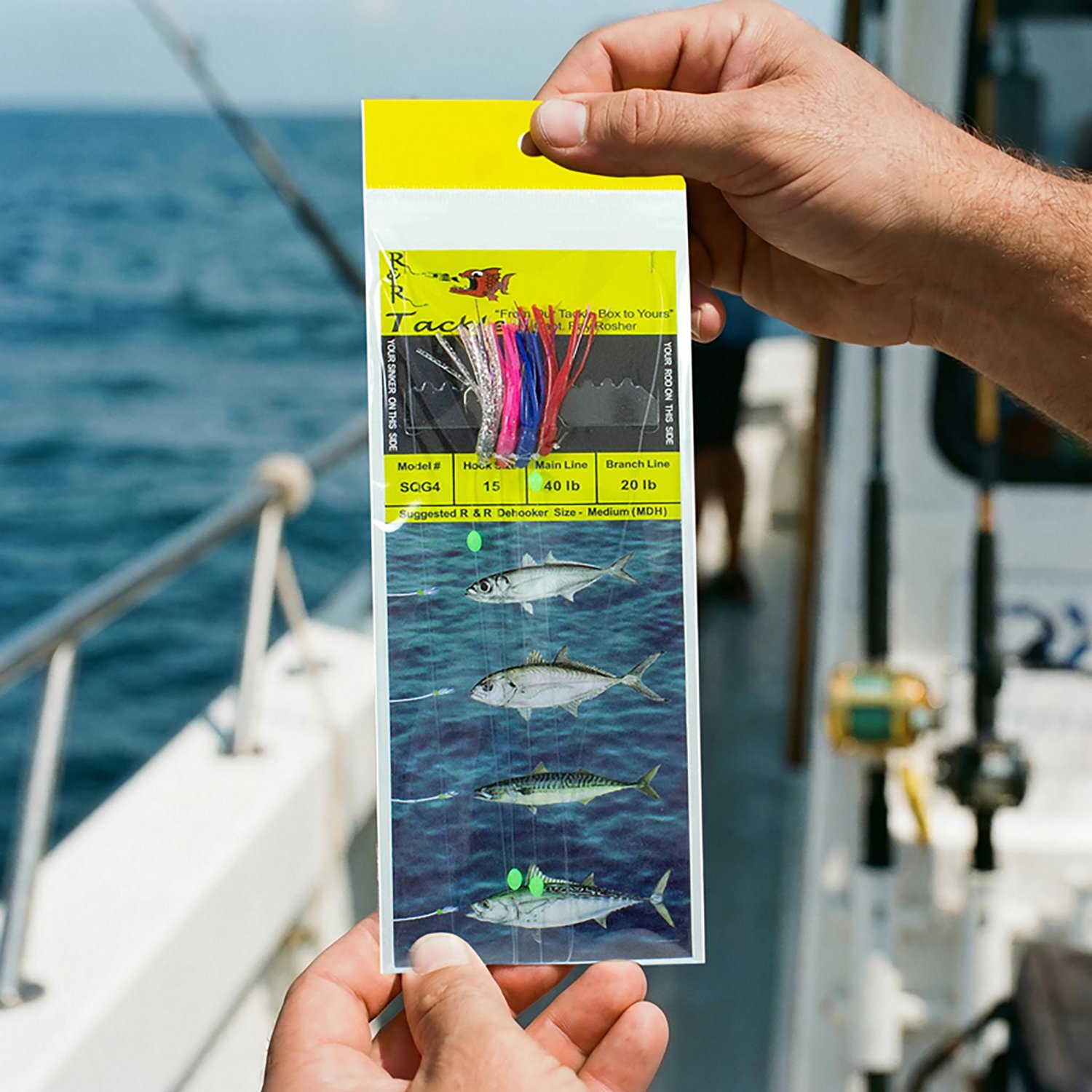 R&R Tackle SQG4 Sabiki Size 15 Hooks with Weighted Multi-Color Squids 4-Pack                                                     - view number 2