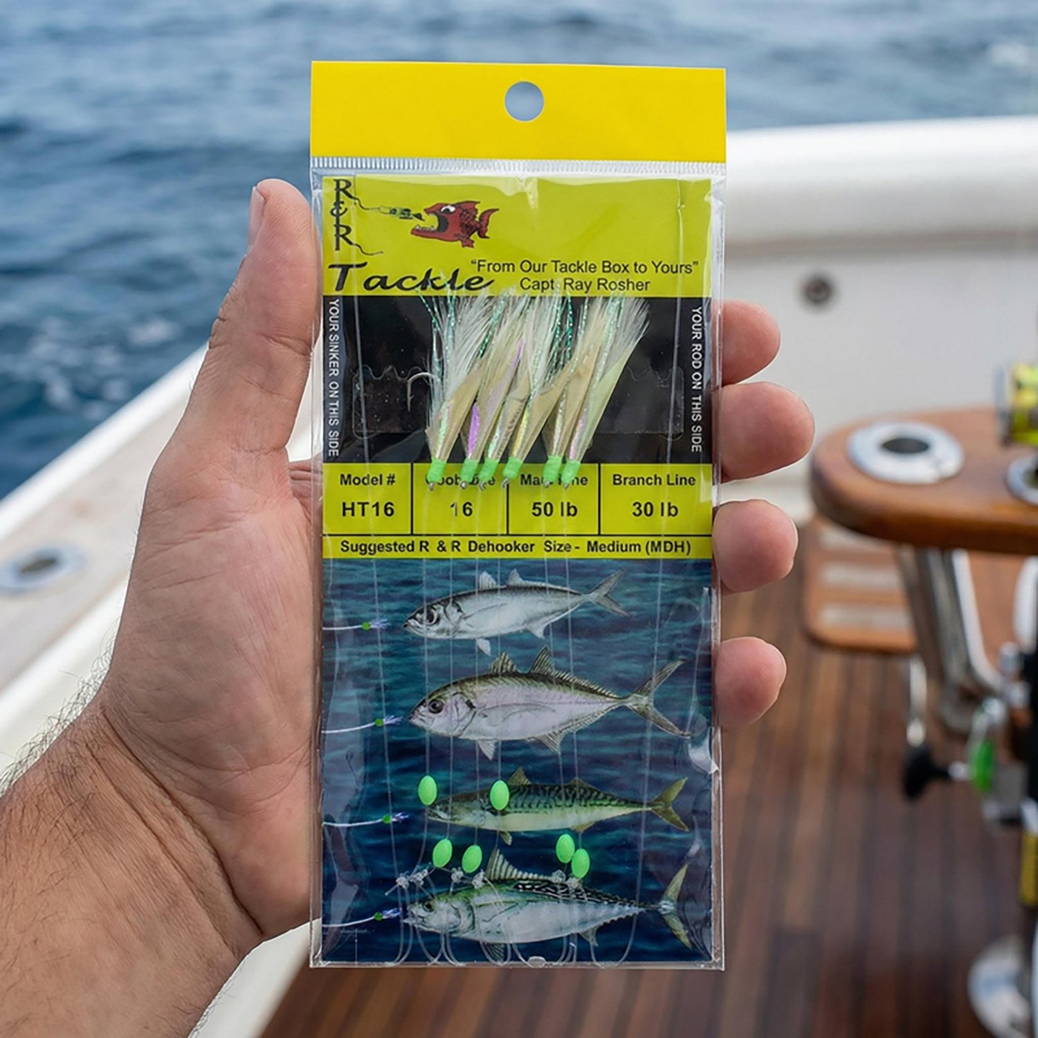 R&R Tackle HT16 Sabiki Size 16 Hooks with White Feather and Fish Skin 6-Pack - view number 2
