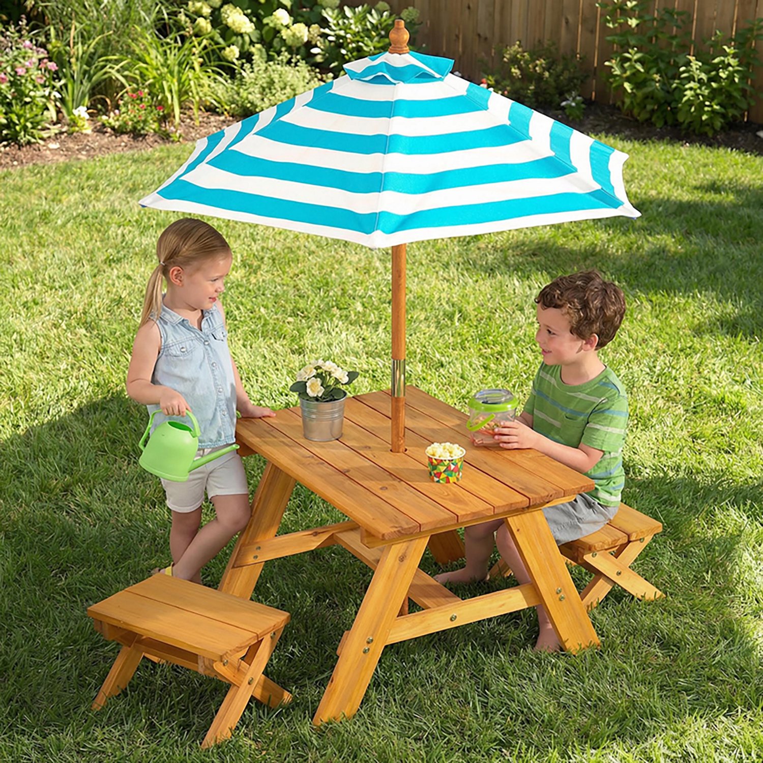 KidKraft Outdoor Table with Benches & Umbrella - view number 5