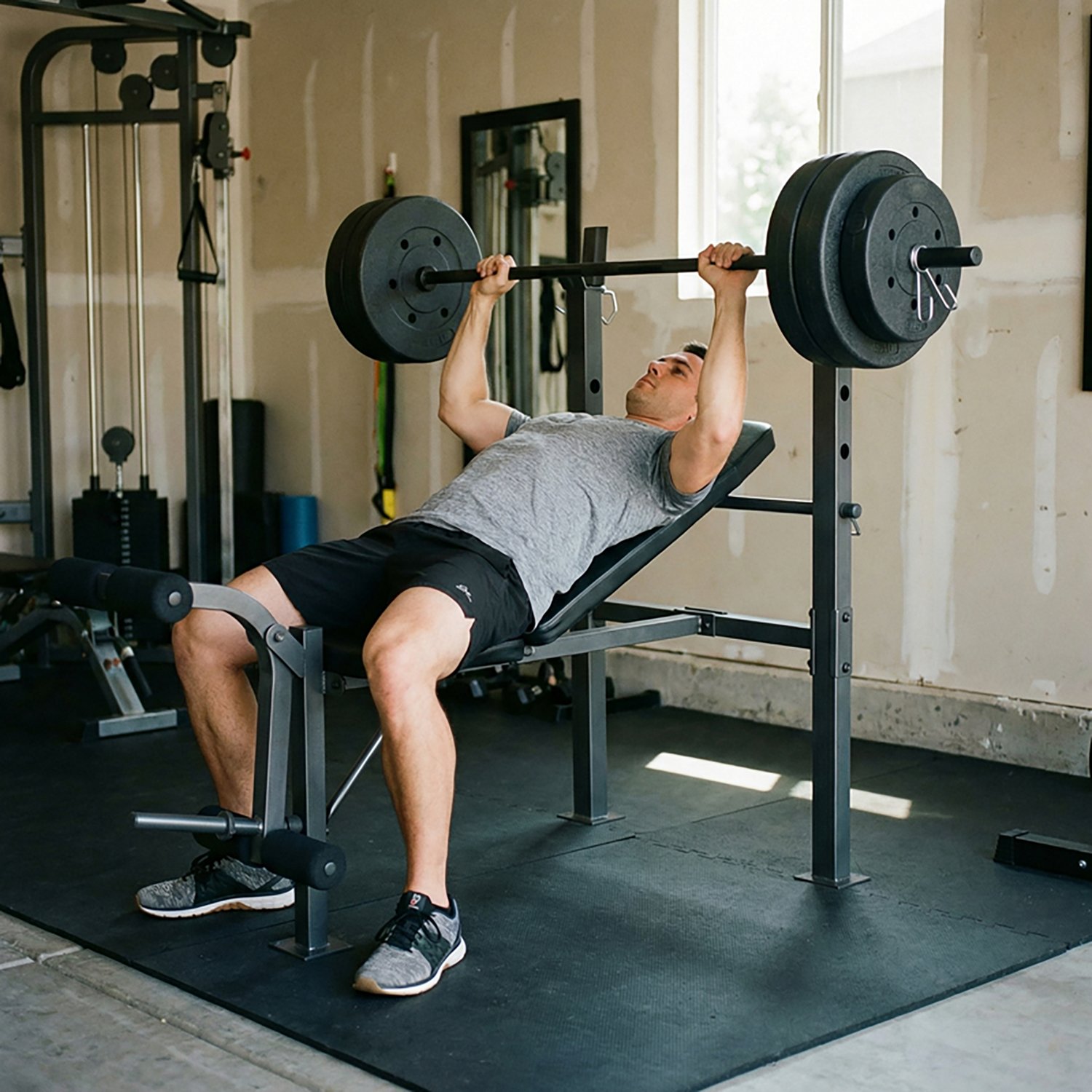 CAP Barbell Weight Lifting Bench with Preacher and 100 lb Weight Set                                                             - view number 4