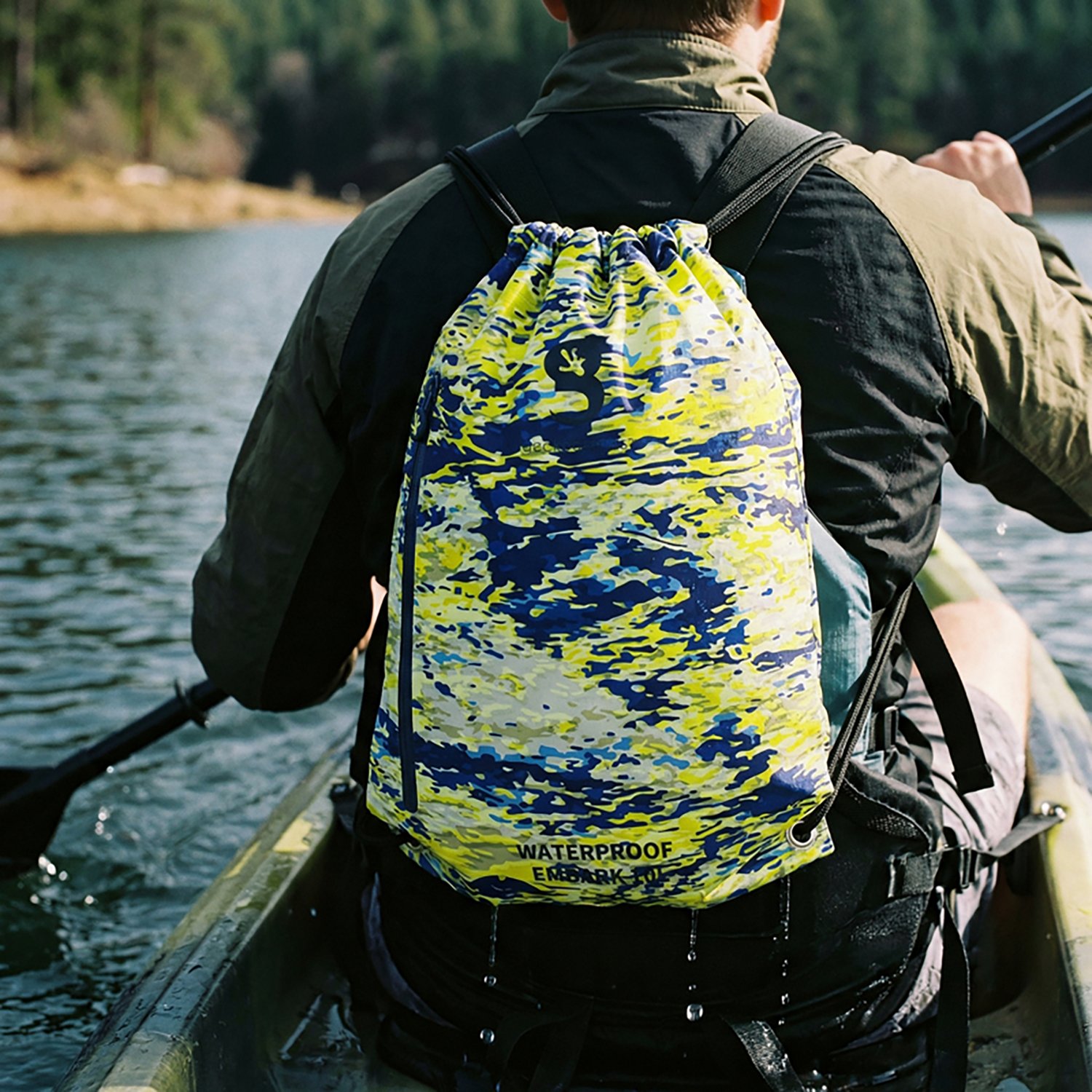 geckobrands Embark Mahi geckoflage Waterproof Drawstring Backpack - view number 3