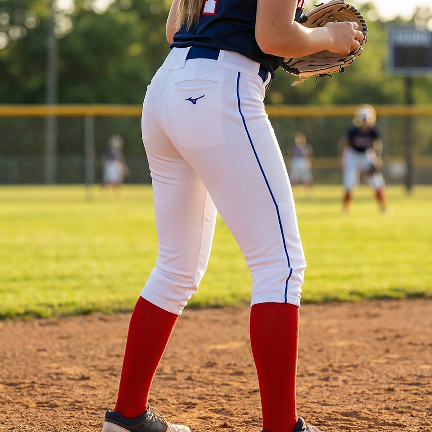 Mizuno Girls' Belted Piped Softball Pants - view number 2