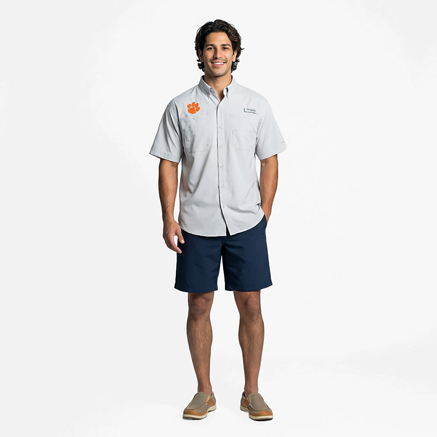 Columbia Sportswear Men's Clemson University Tamiami Short Sleeve Fishing Shirt