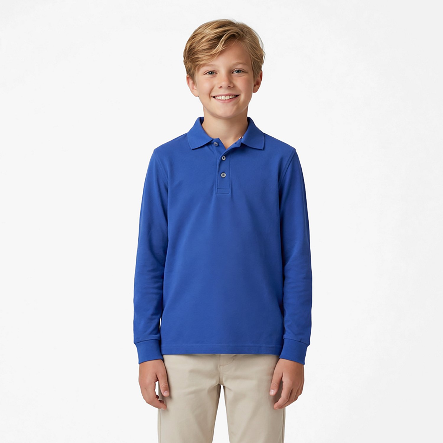 French Toast Boys' Long Sleeve Pique Polo Shirt                                                                                  - view number 2