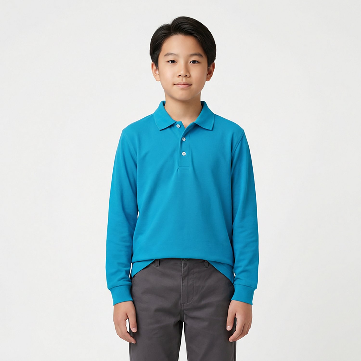 French Toast Boys' Long Sleeve Pique Polo Shirt                                                                                  - view number 2
