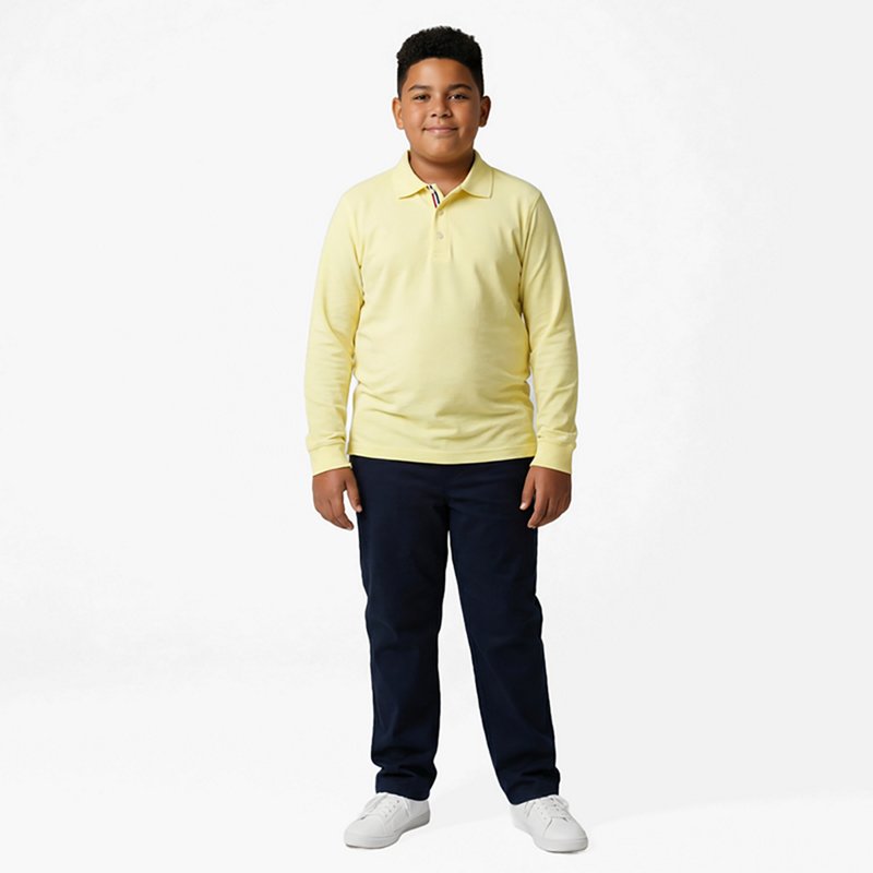 French Toast Little & Big Kid Boys Long Sleeve Boxy Fit Polo Shirt, Xx-large, Yellow