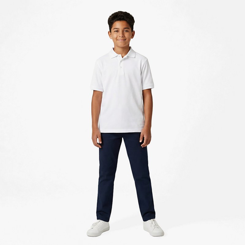 French Toast Little & Big Kid Boys Short Sleeve Boxy Fit Polo Shirt, Xx-large, White