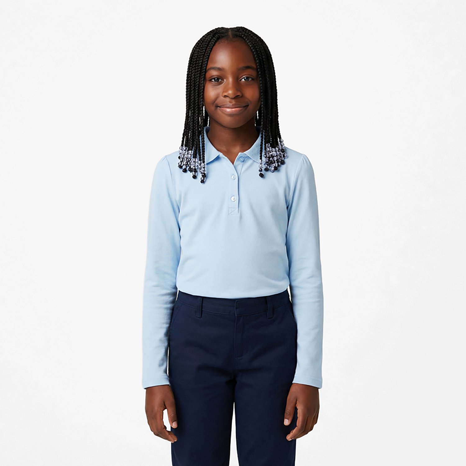 French Toast Girls' Long Sleeve Stretch Pique Polo - view number 2