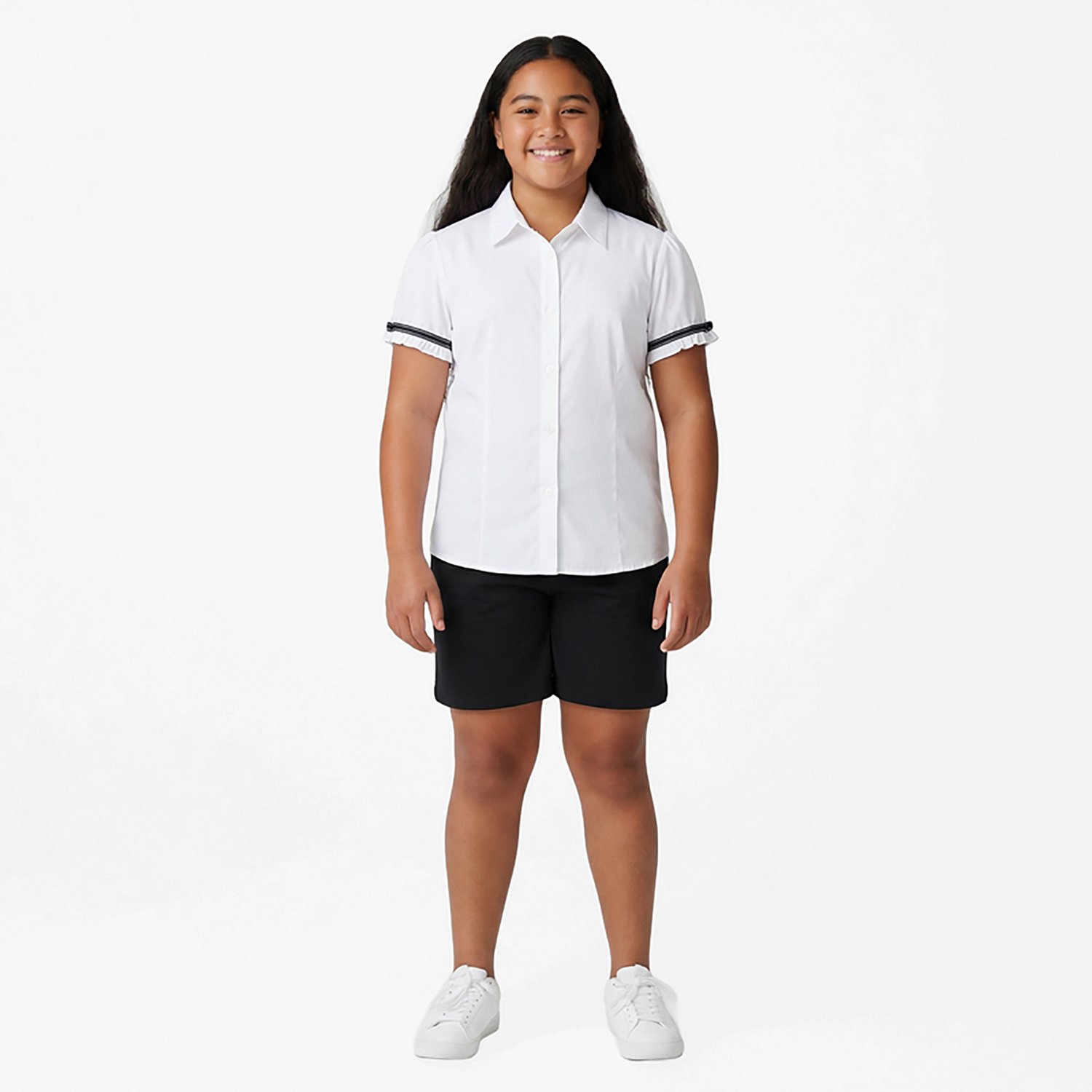 French Toast Girls' Short Sleeve Ribbon Bow Blouse