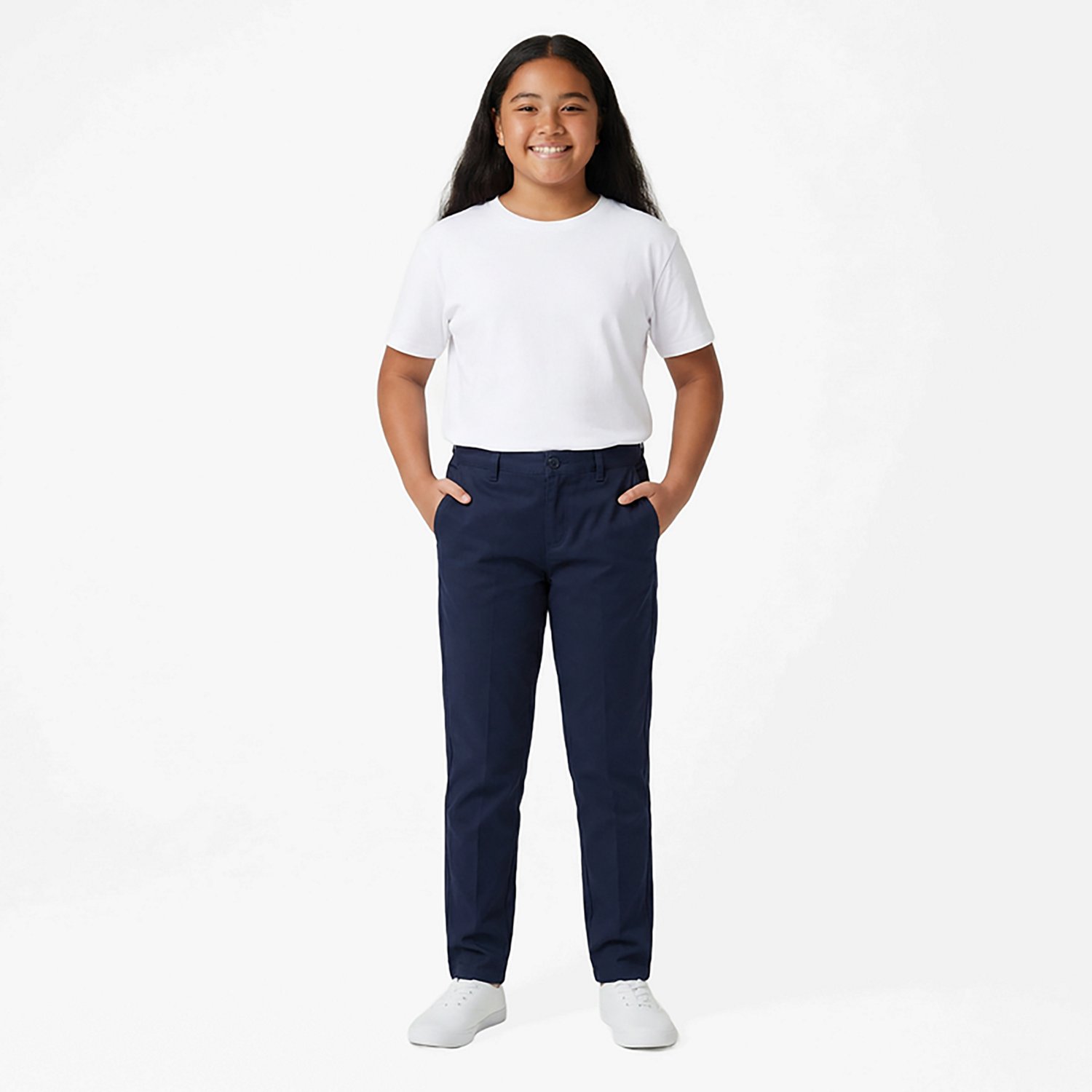 French Toast Girls' Extended Sizing Skinny Stretch Twill Pant