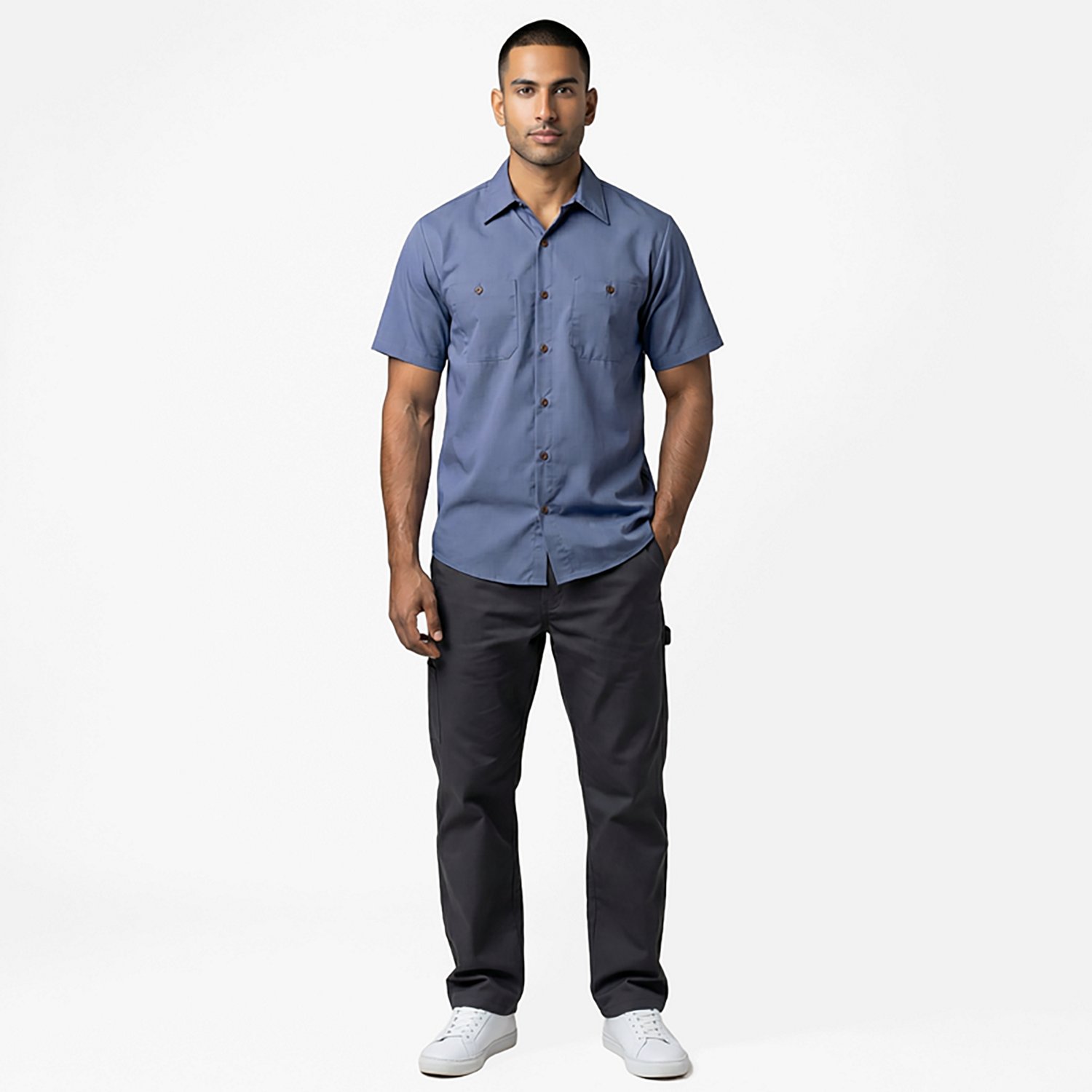Red Kap Men's Geometric Microcheck Short Sleeve Work Shirt