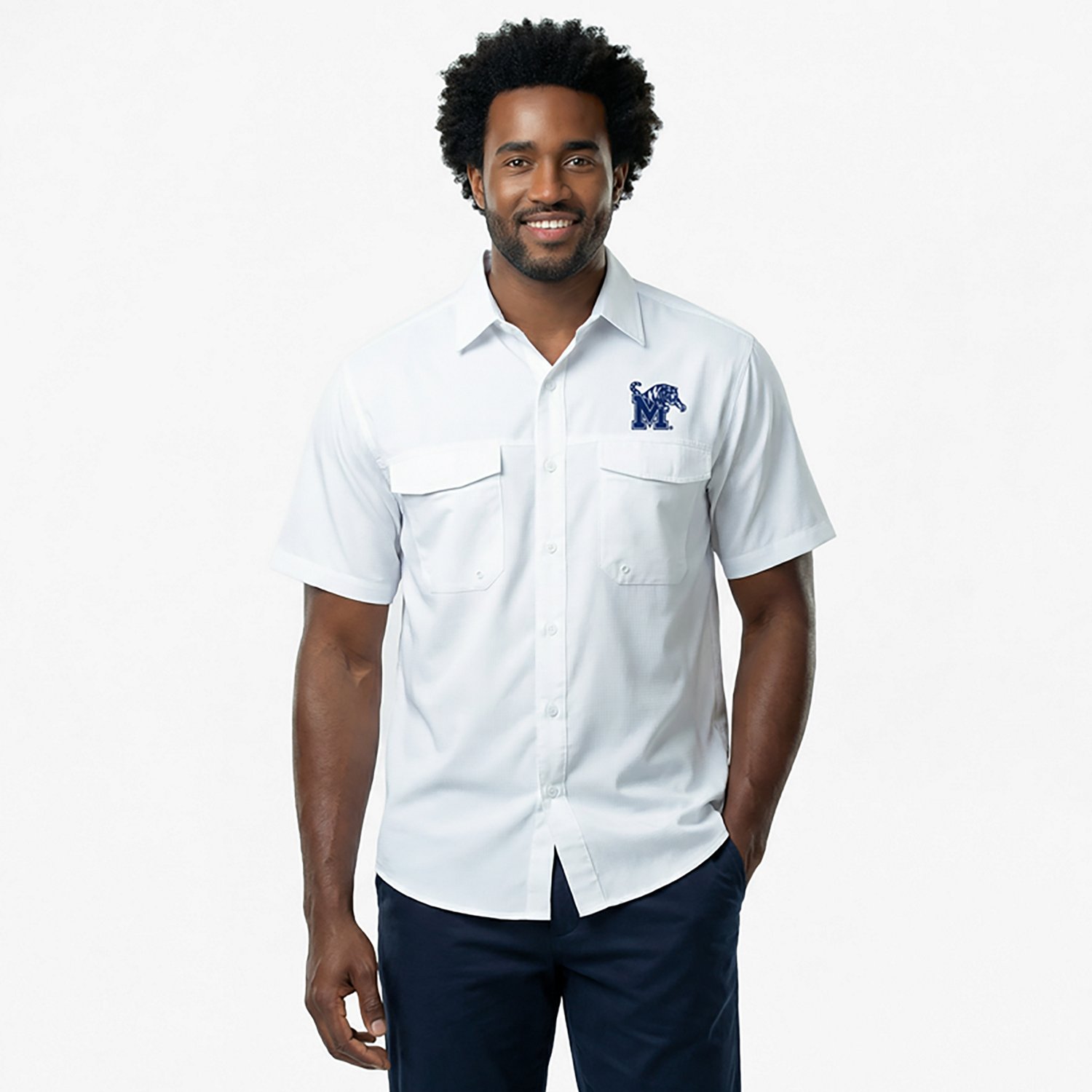 Antigua Men's University of Memphis Game Day Woven Fishing Shirt - view number 2