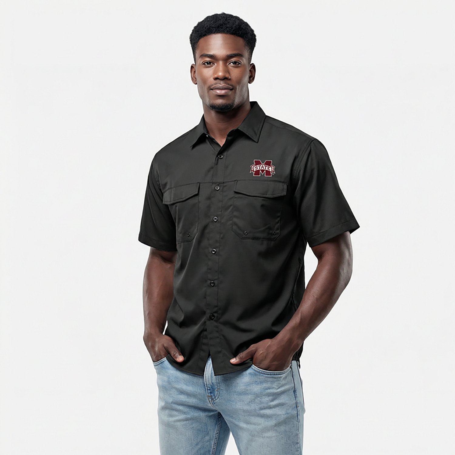 Antigua Men's Mississippi State University Game Day Woven Fishing Shirt - view number 2