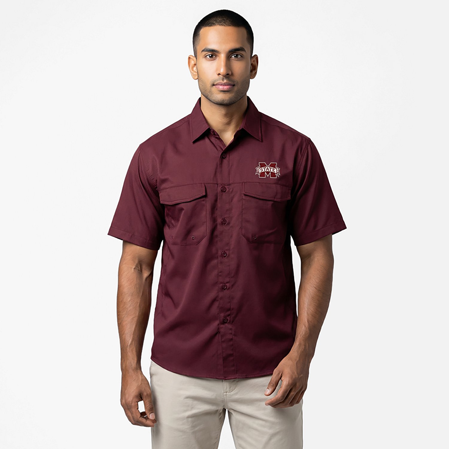 Antigua Men's Mississippi State University Game Day Woven Fishing Shirt - view number 2