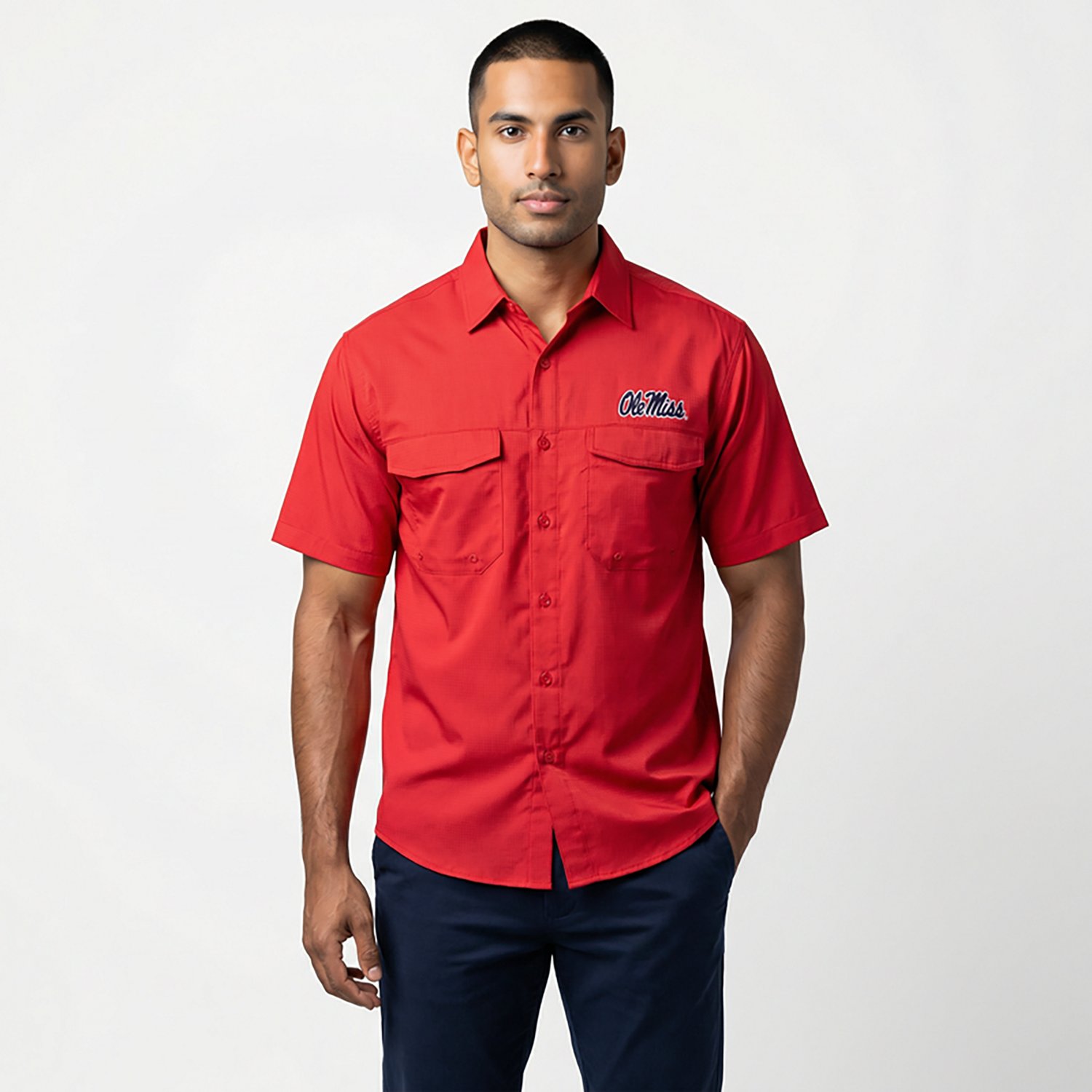 Antigua Men's University of Mississippi Game Day Woven Fishing Shirt - view number 2