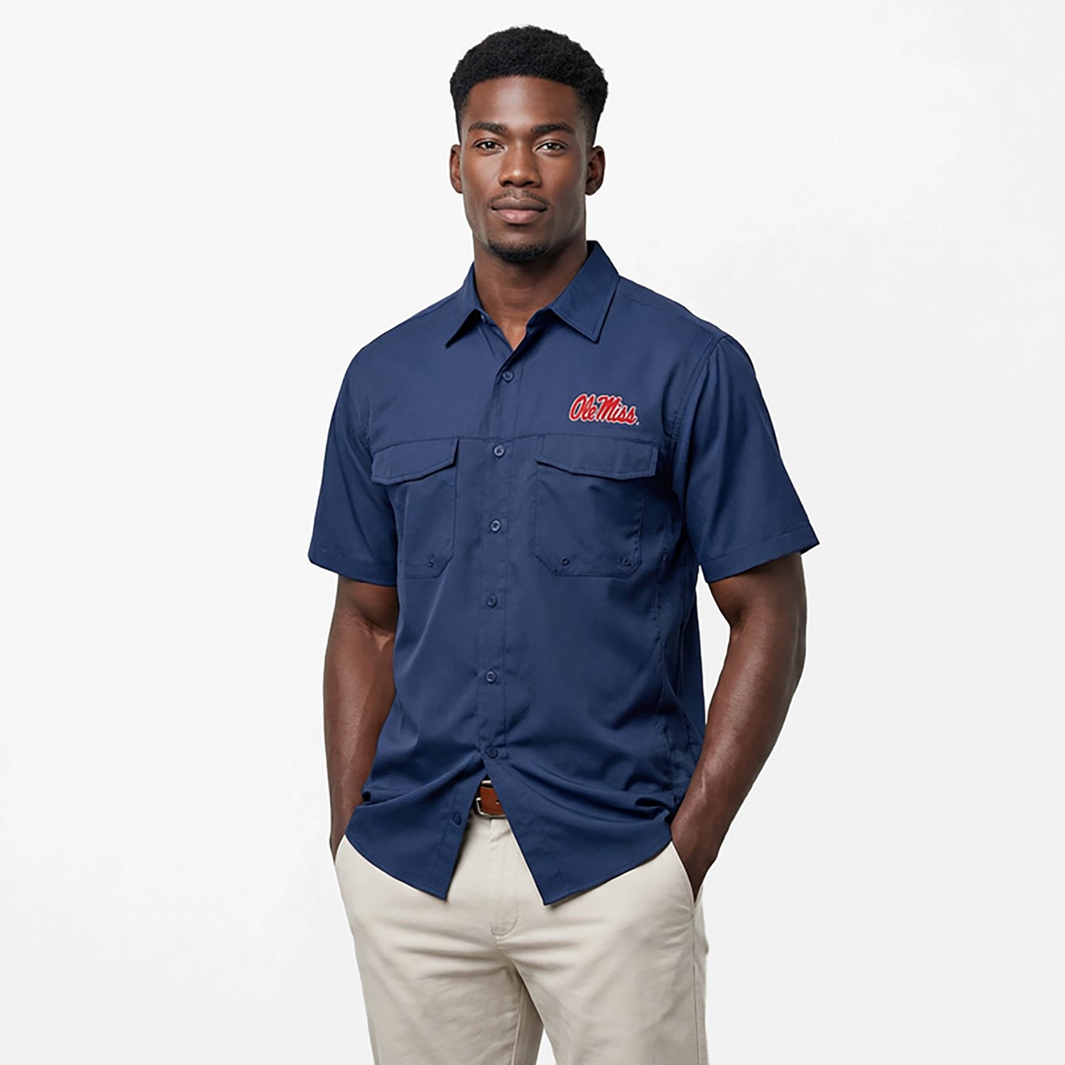 Antigua Men's University of Mississippi Game Day Woven Fishing Shirt - view number 2