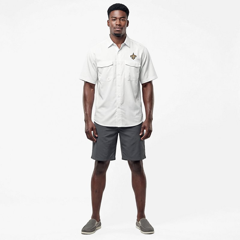 Antigua Men's New Orleans Saints Game Day Woven Fishing Shirt
