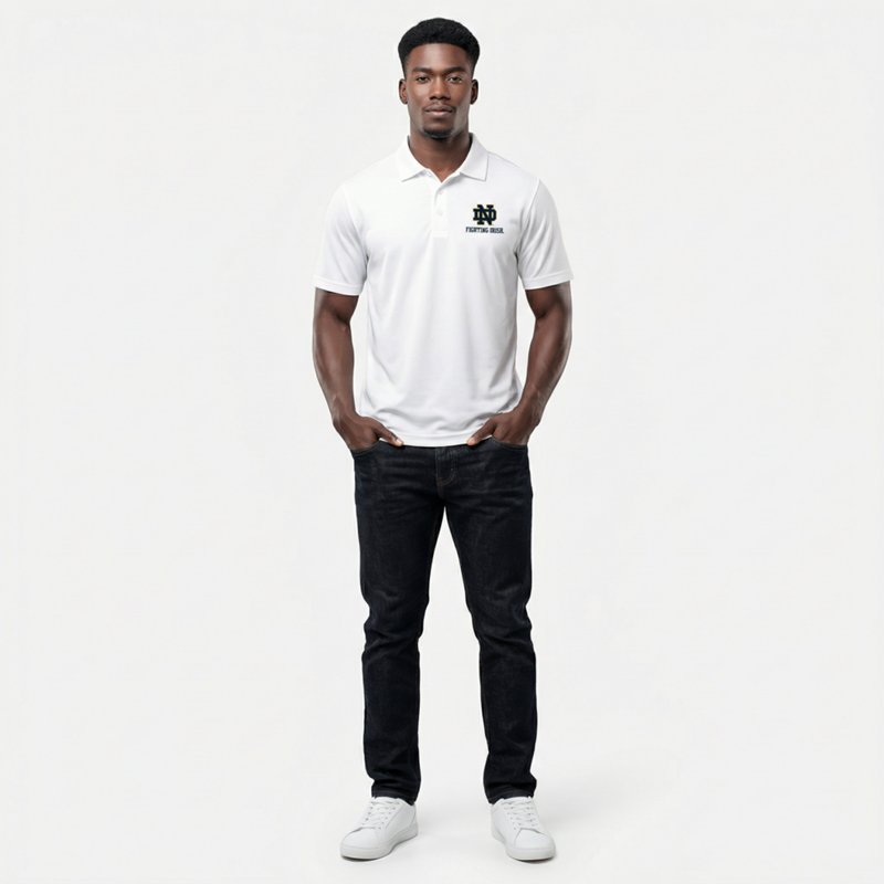 Antigua Men's Notre Dame Fighting Irish Tribute Performance White Polo, Small
