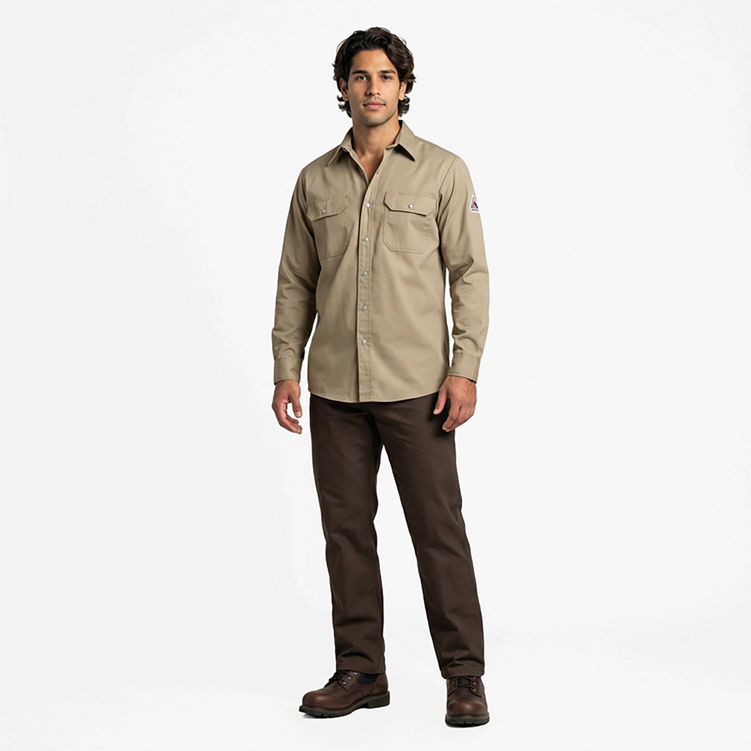 Bulwark Men's Excel Flame Resistant Snap Flame Resistant ont Dress Shirt