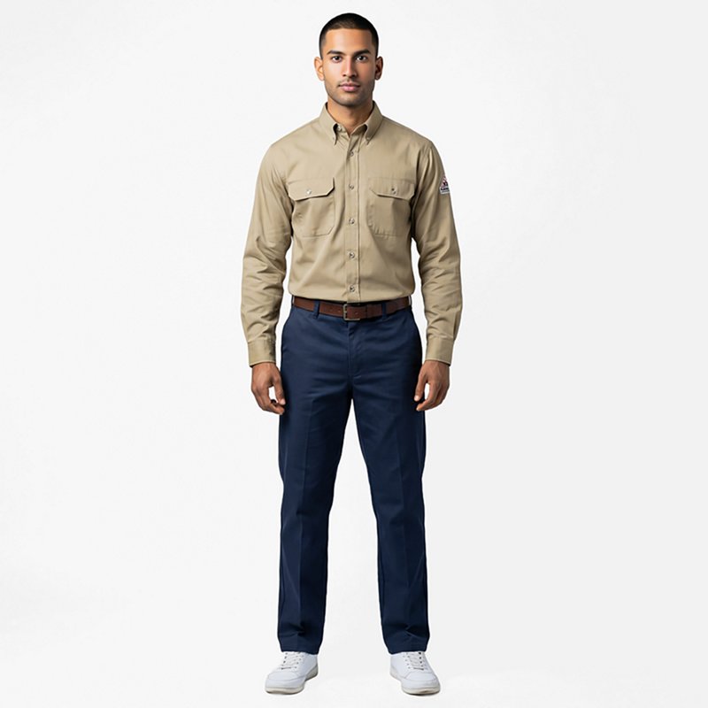 Men's Flame-Resistant Collared Shirt, 9 cal/sq cm, S, CoolTouch 2