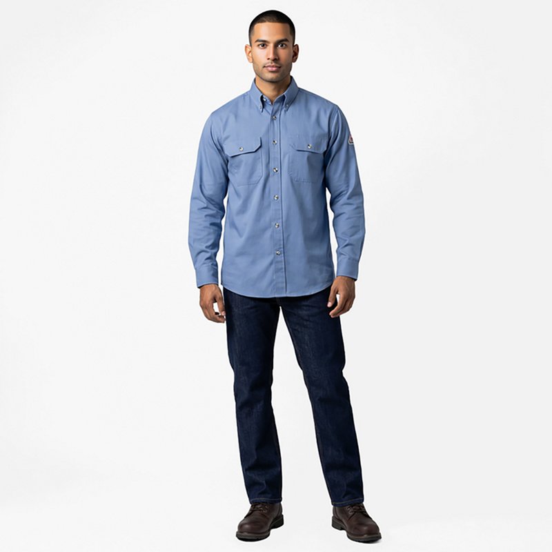 Men's Flame-Resistant Collared Shirt, 9 cal/sq cm, M, CoolTouch 2