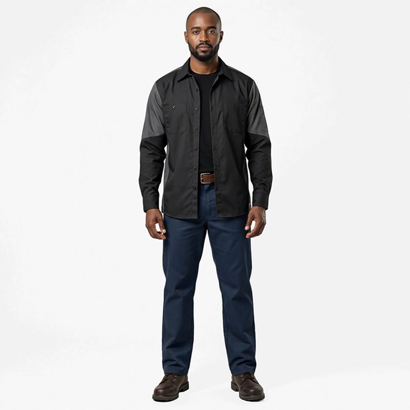 Red Kap Men's 2-Tone Crew Long Sleeve Shirt
