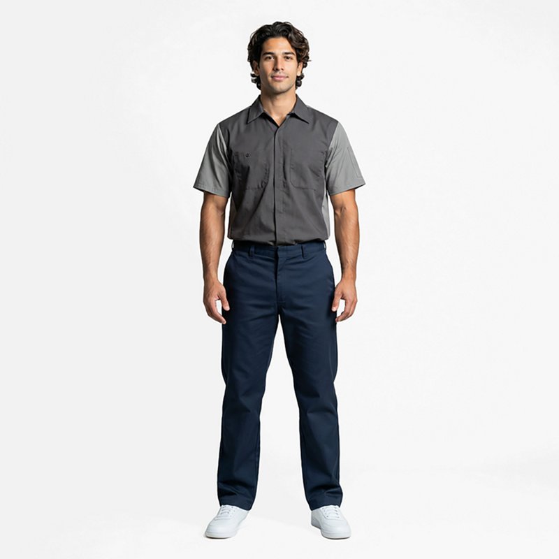 VF Imagewear | RedKap Work Shirt: General Purpose, Button Down, Medium, Cotton & Polyester, Gray, 3 Pocket - 42" Chest, Button Closure | Part