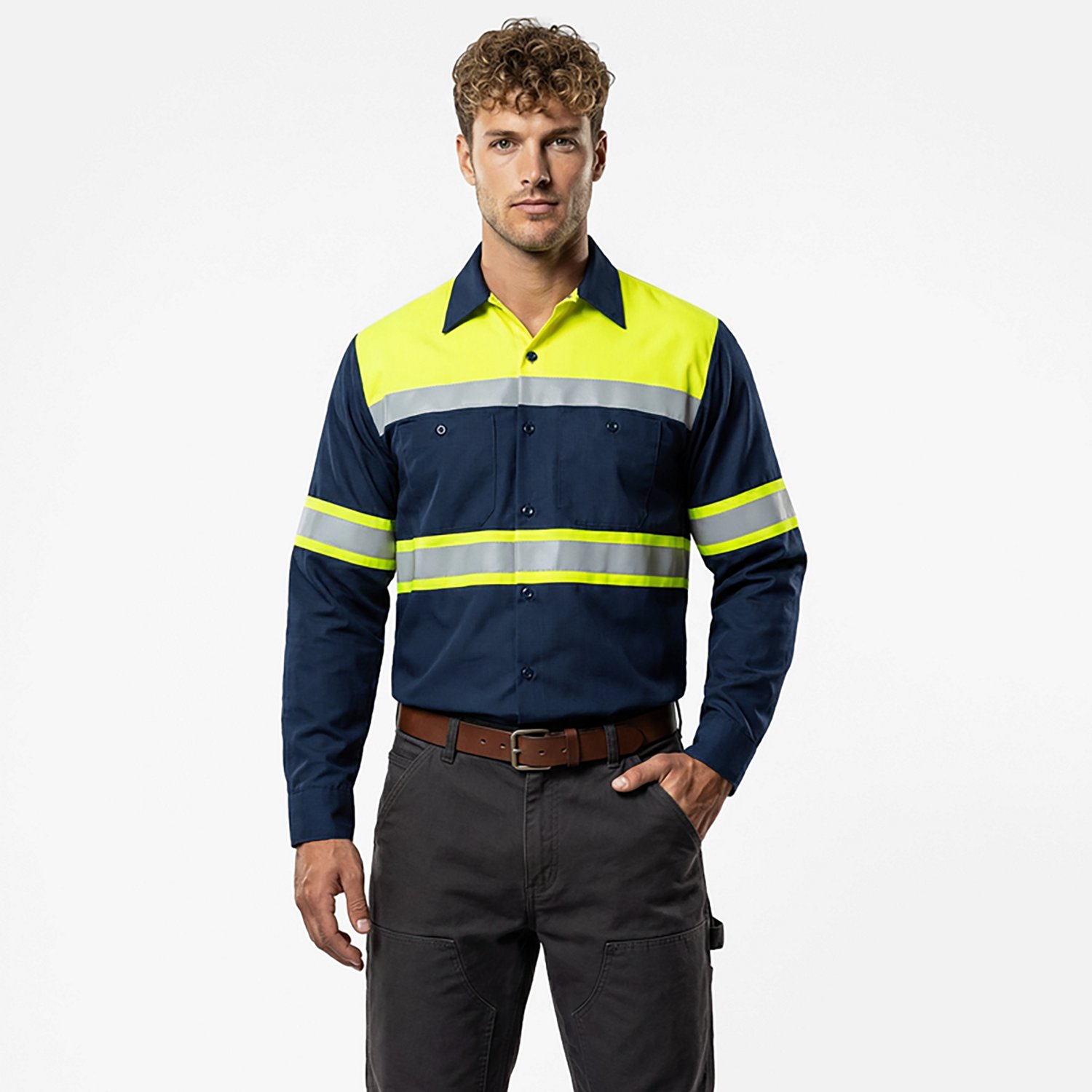 Red Kap Men's Hi-Visibility Colorblock Ripstop Type O Class 1 Work Shirt                                                         - view number 2