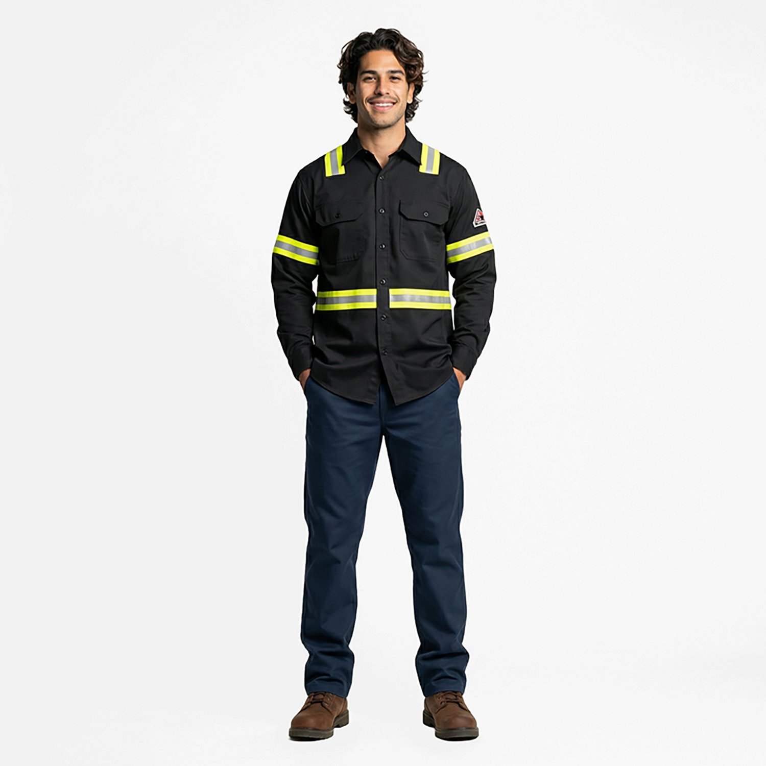 Bulwark Men's Midweight Flame Resistant Enhanced Visibility Uniform Shirt