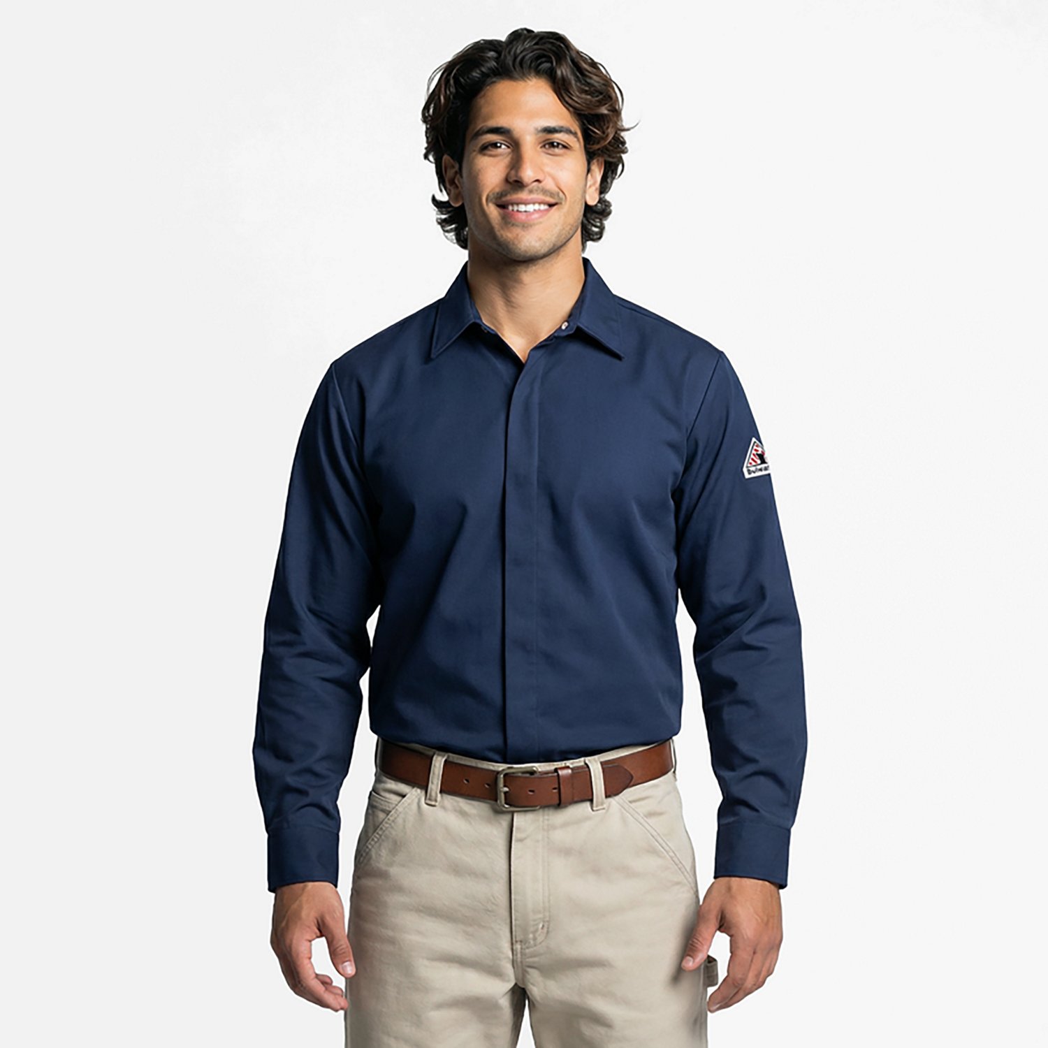 Bulwark Men's Concealed Gripper Pocketless Midweight Flame Resistant Long Sleeve Work Shirt - view number 2